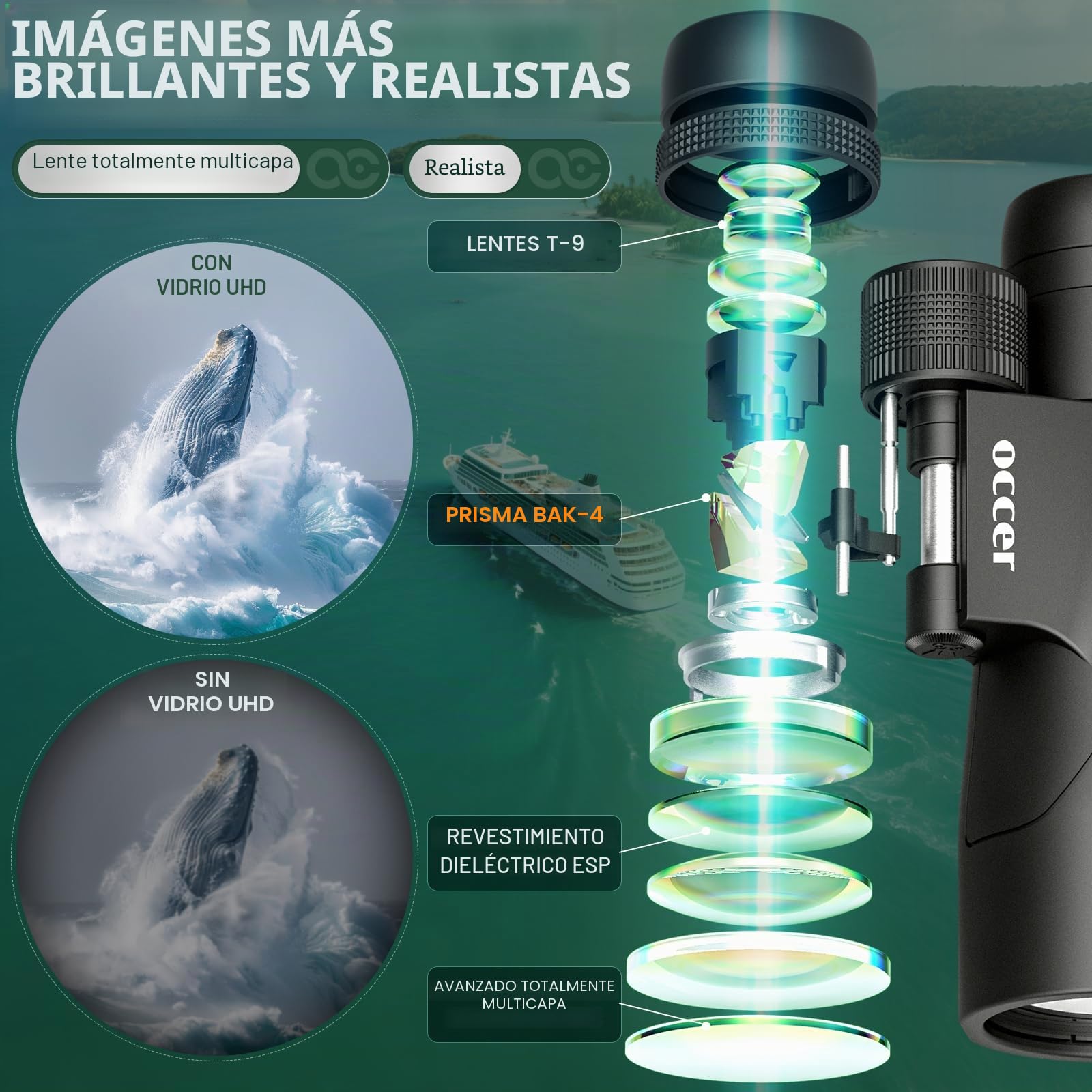 Prismáticos de observación de Aves de 12 x 50 para Adultos, prismáticos HD de Alta Potencia con visión Clara, prismáticos de fácil Enfoque con Largo Alcance para Caza, Senderismo, Viajes, Crucero,