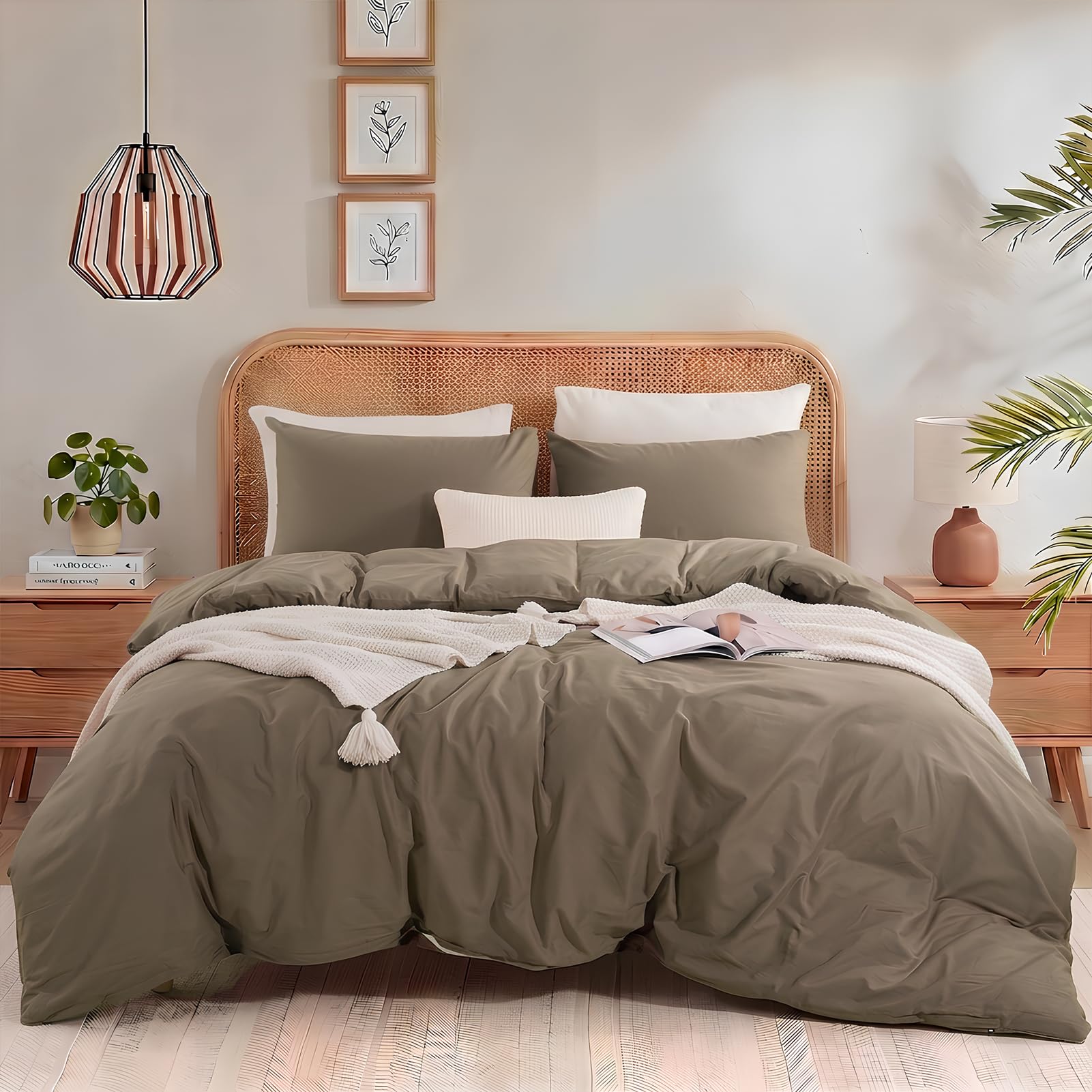 NEXHOME PRO Duvet Cover King Size, 3 Pieces Cotton Bedding Cover Set