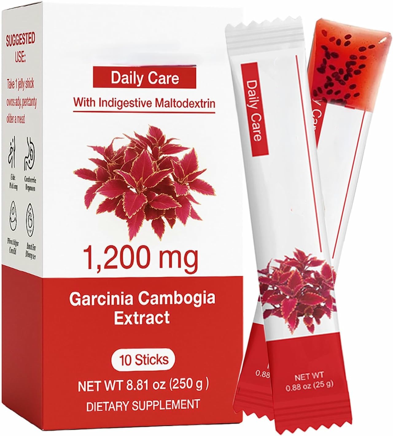 Dimagrante con 1200 mg di Garcinia Cambogia, semi di Chia, estratto di collagene di melograno in stick combinato,1pc