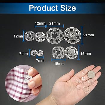 Betoplin Set 120 Bottoni A Pressione In Plastica Nera 7 Mm - Da Cucire Per Vestiti, Camicie E Progetti Fai Da Te - 2