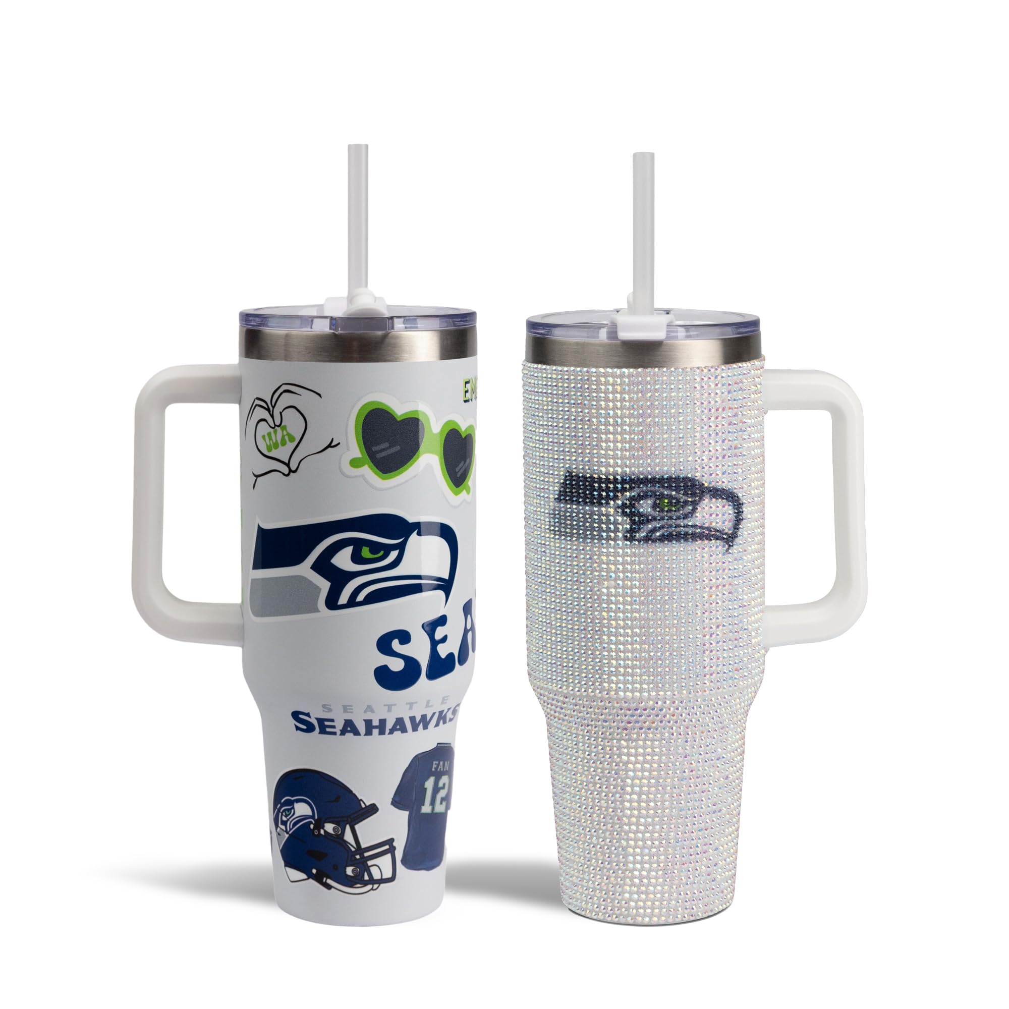 The Memory Company Officially Licensed 2-Pack Game Day Tumblers Team Spirit/Bling, Seattle Seahawks