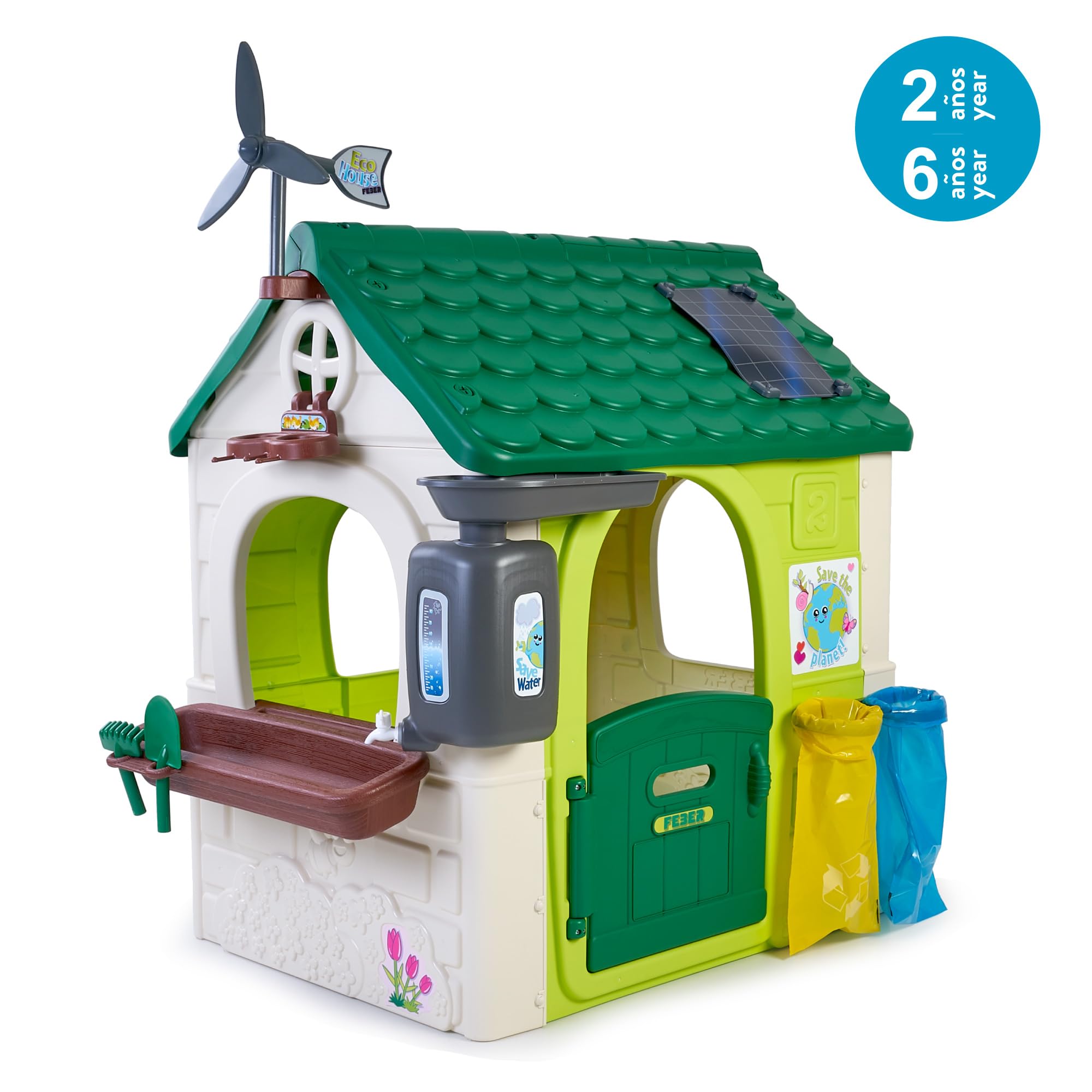 FEBER - Casa Ecologica, Educativa con Giochi Ecologici, Orto Urbano, 2 Cestini per Rifiuti, un Mulino a Vento, per Bambini e Bambine Amanti della Natura, da 2 anni, Famosa (FEH16000) Versione attuale