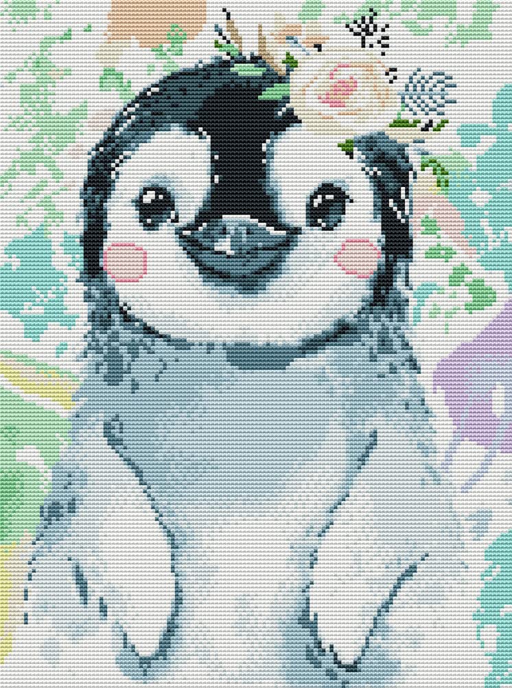 Awesocrafts Penguin Cross Stitch Stamped Kits Easy Patterns Cross Stitching Embroidery Needlework Kit Supplies