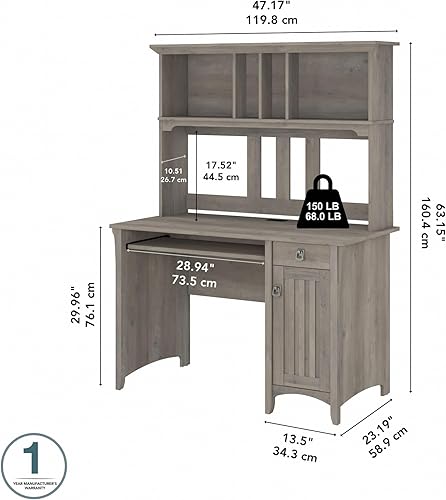 Miniatura 3 de Bush Furniture Salinas - Escritorio pequeño para computadora con casquillo color gris madera flotante