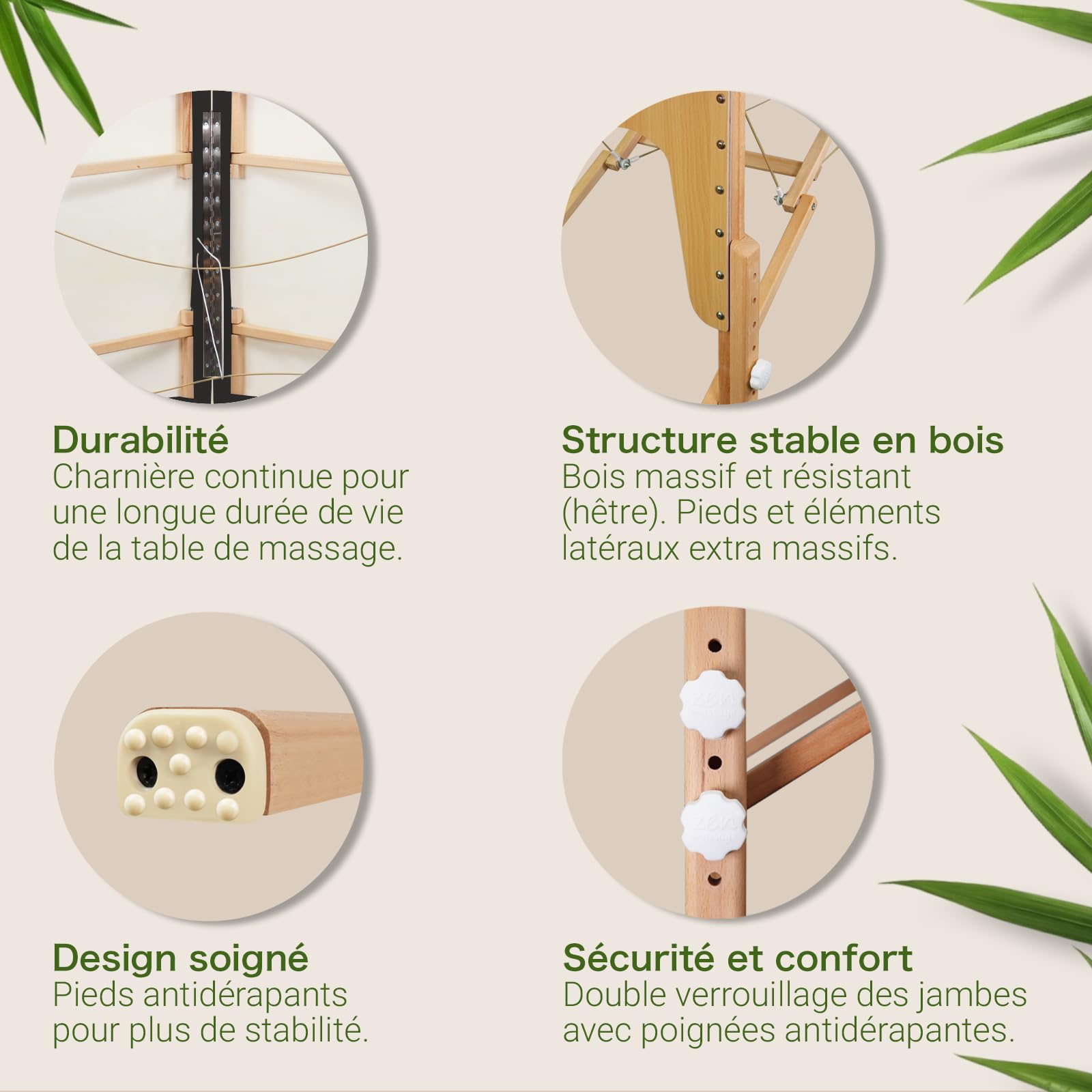 MASSUNDA - Mobile Comfort Deluxe Table de Massage réglable en Hauteur, Table de Massage Pliante Large en Bois Massif, Tables de Massage, Professionnelle (Noir)