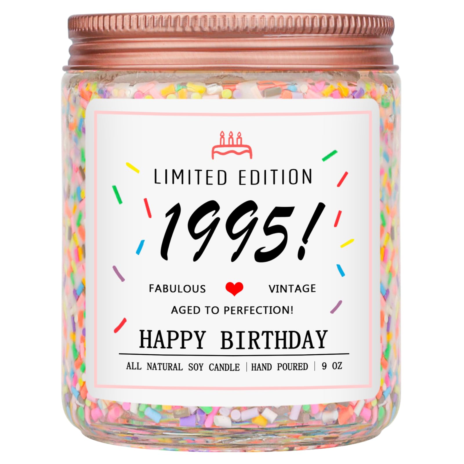 Homsolver 30th Birthday Gifts for Her Women, Happy 30th Birthday Decorations Candle Gifts Ideas-Limited Edition 1995 Handmade Candles (Vanilla Birthday Cake Scent with Sprinkles)