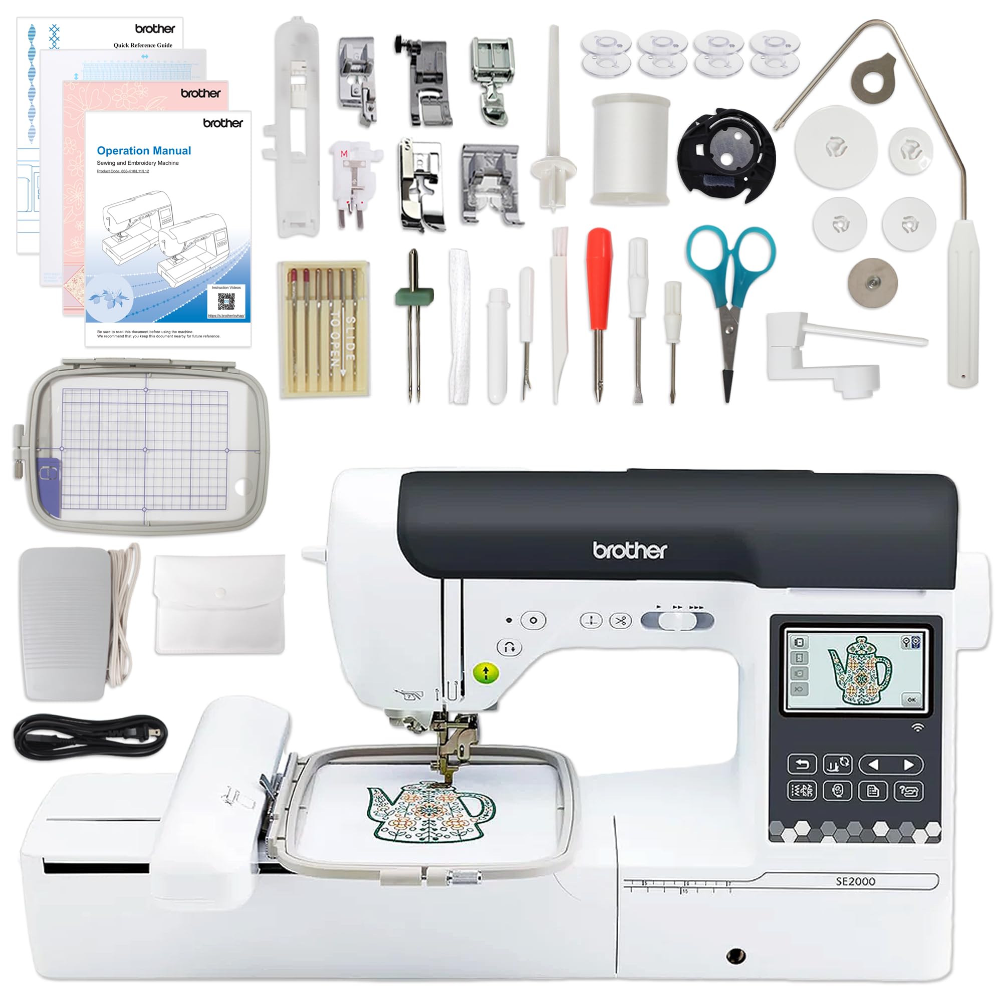Amazon.com: Brother SE2000 - Paquete de máquina de coser y bordar