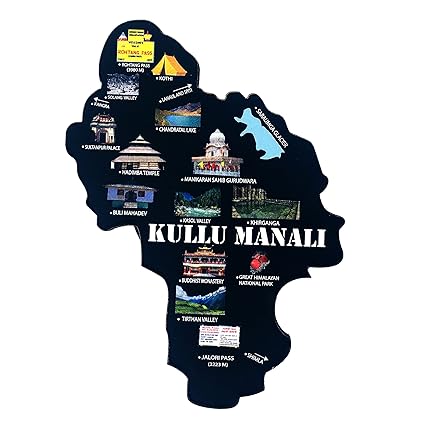 IndusSeller_Kullu Manali Map Shape Fridge Magnet Medium Size (Pack of 1)
