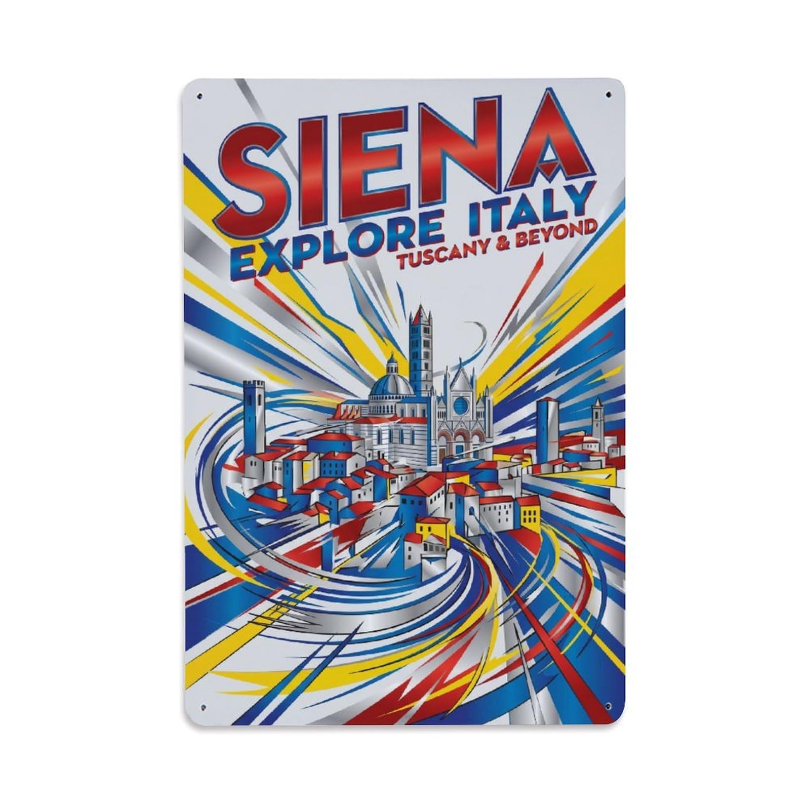 Olhnbad Style Cathedral Siena Italy Futurist City Travel Metal Tin Sign