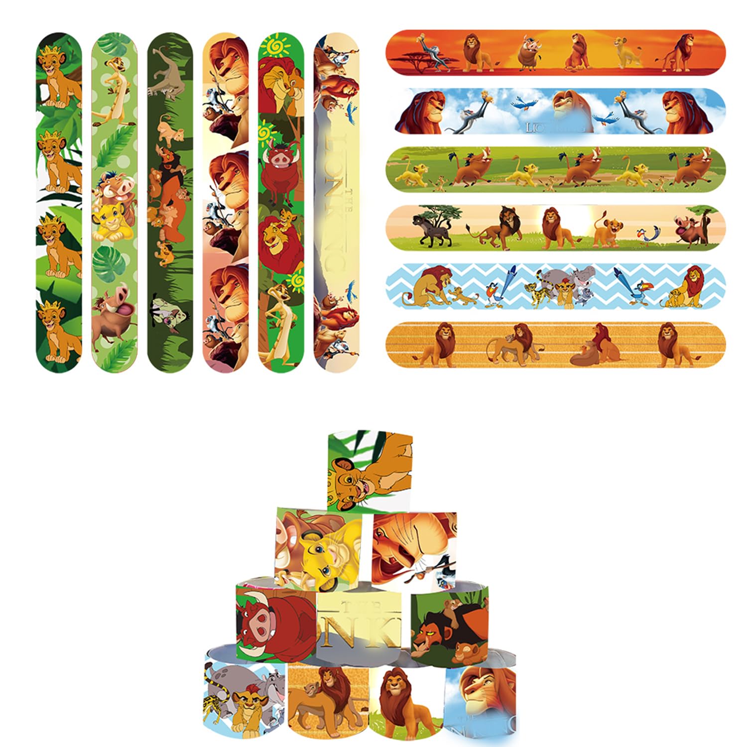 MIZT 24Pcs Slap Bands Lion, Bracelets Party Bags Fillers, Party Favors Slap Wrist Bands, Birthday Christmas Favours Multicolour