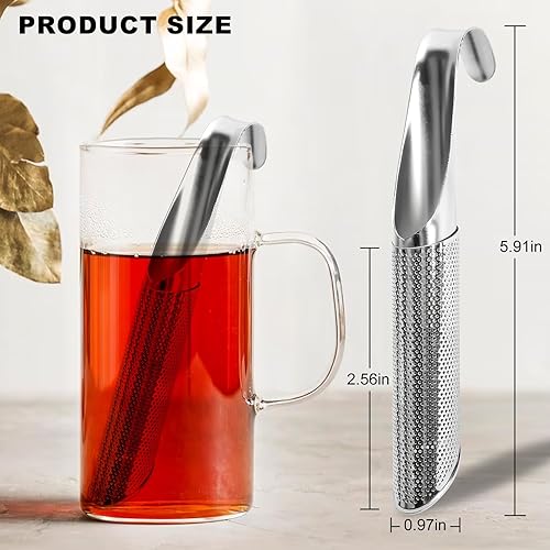 Miniatura 2 de Numola Bola de té torcida de mango largo, 2 infusores de bolas de té para té suelto, té de hojas sueltas reutilizables de acero inoxidable