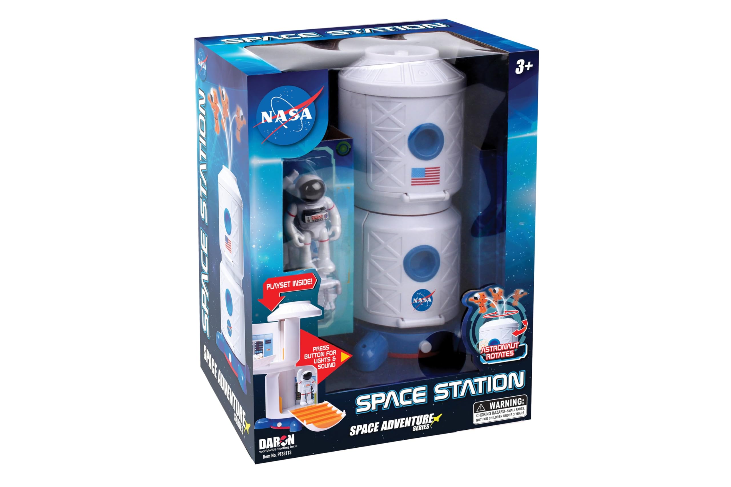 Daron Space Station with Lights & Sounds, Swiveling Compartments, Space Hover, Astronaut Figurine, Space Shuttle - Space Adventure Series, Ages 3+