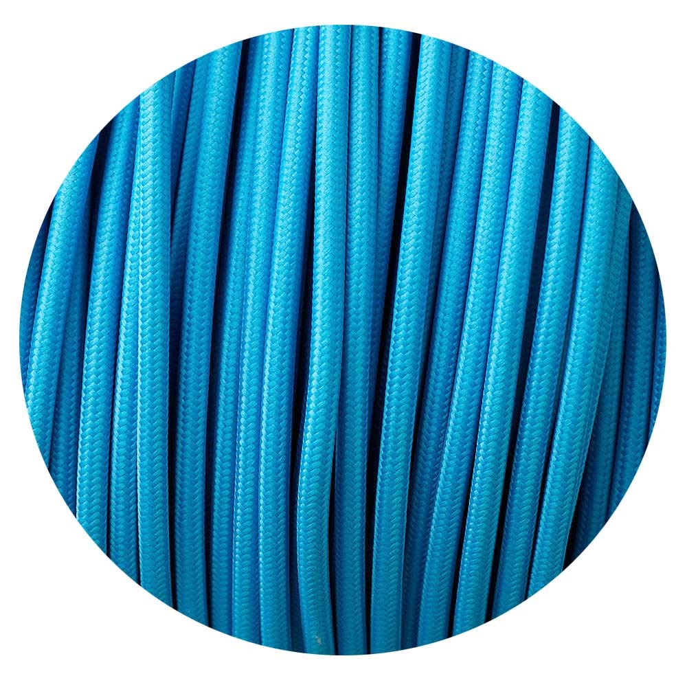 Vintage Italian Coloured Braided Peach Lighting Fabric Cable Flex Cord 2 Core Round 0.75mm Lightting Wire for pendant, Ceiling Light (Light Blue)