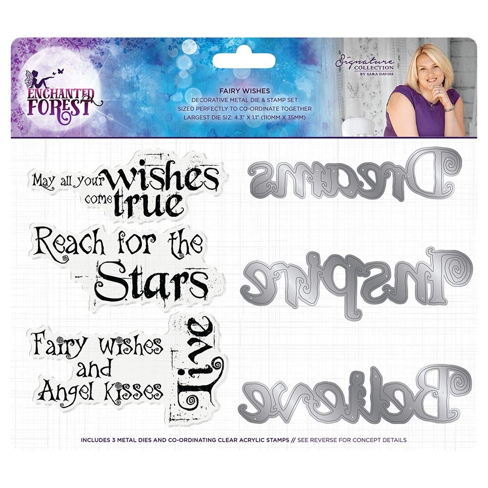 Sara Signature Collection Sara Signature - Enchanted Forest - Die & Stamp - Fairy Wishes Stamp and Metal Die Set, Clear/Silver
