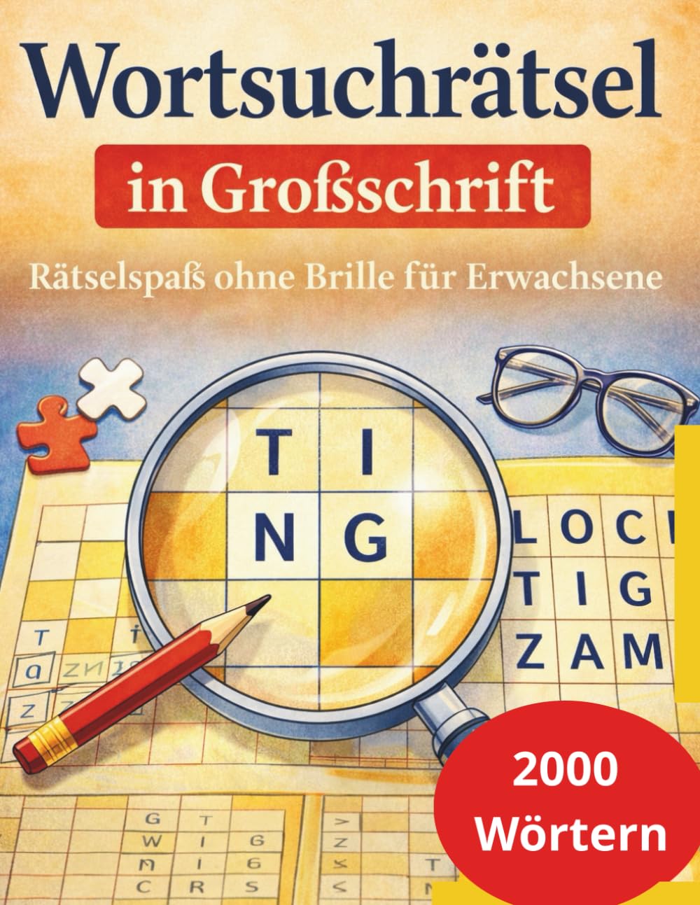 Wortsuchrätsel in Großschrift – Rätselspaß ohne Brille für Erwachsene: 200 Rätsel, 2.000 Wörter – klar, entspannend und leicht zu lesen