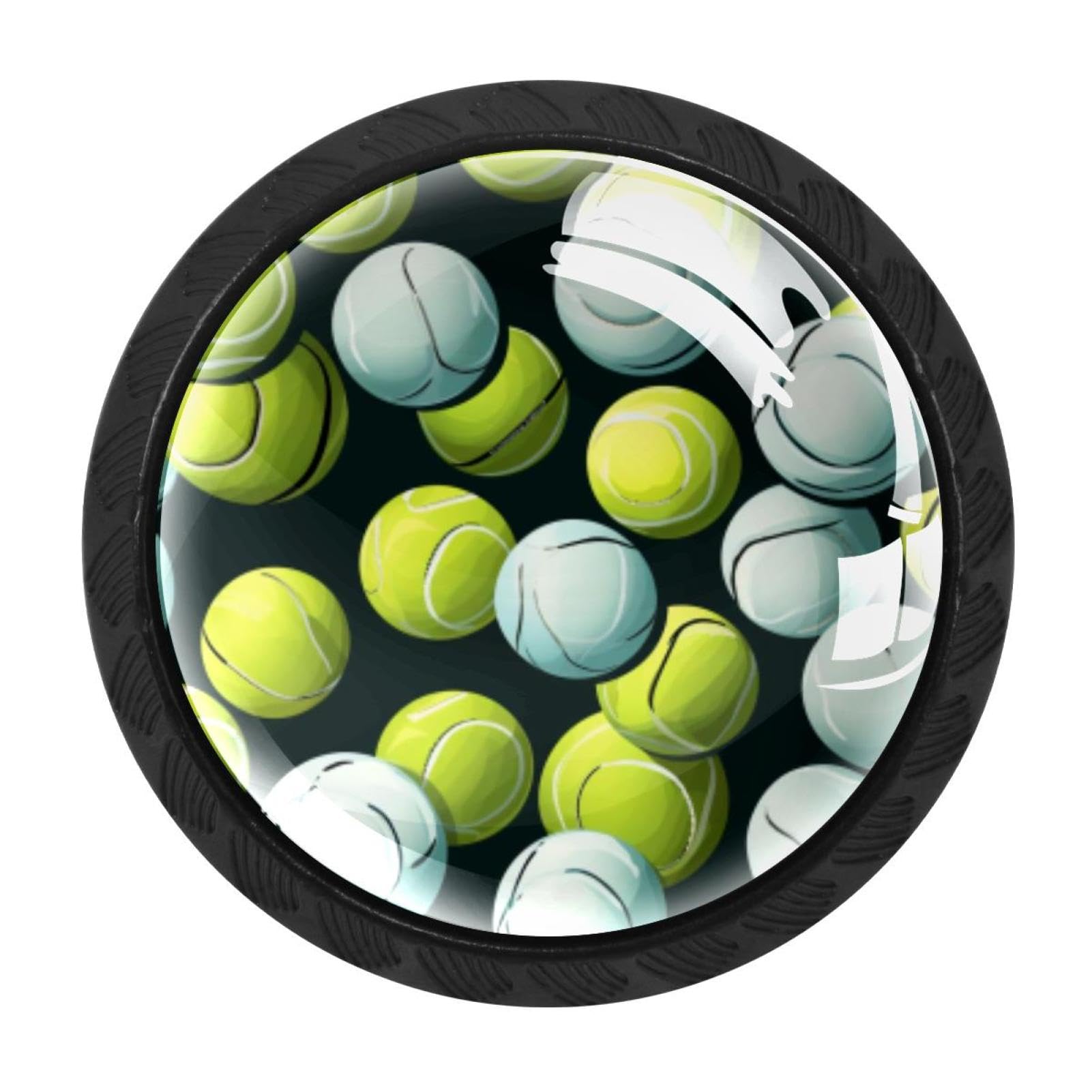 Chenzzzz Multicolored 04 4 Pcs Tennis Ball Cabinet Knobs Crystal Drawer Pulls For Kitchen, Bathroom Cabinet, Dresser And Cupboard