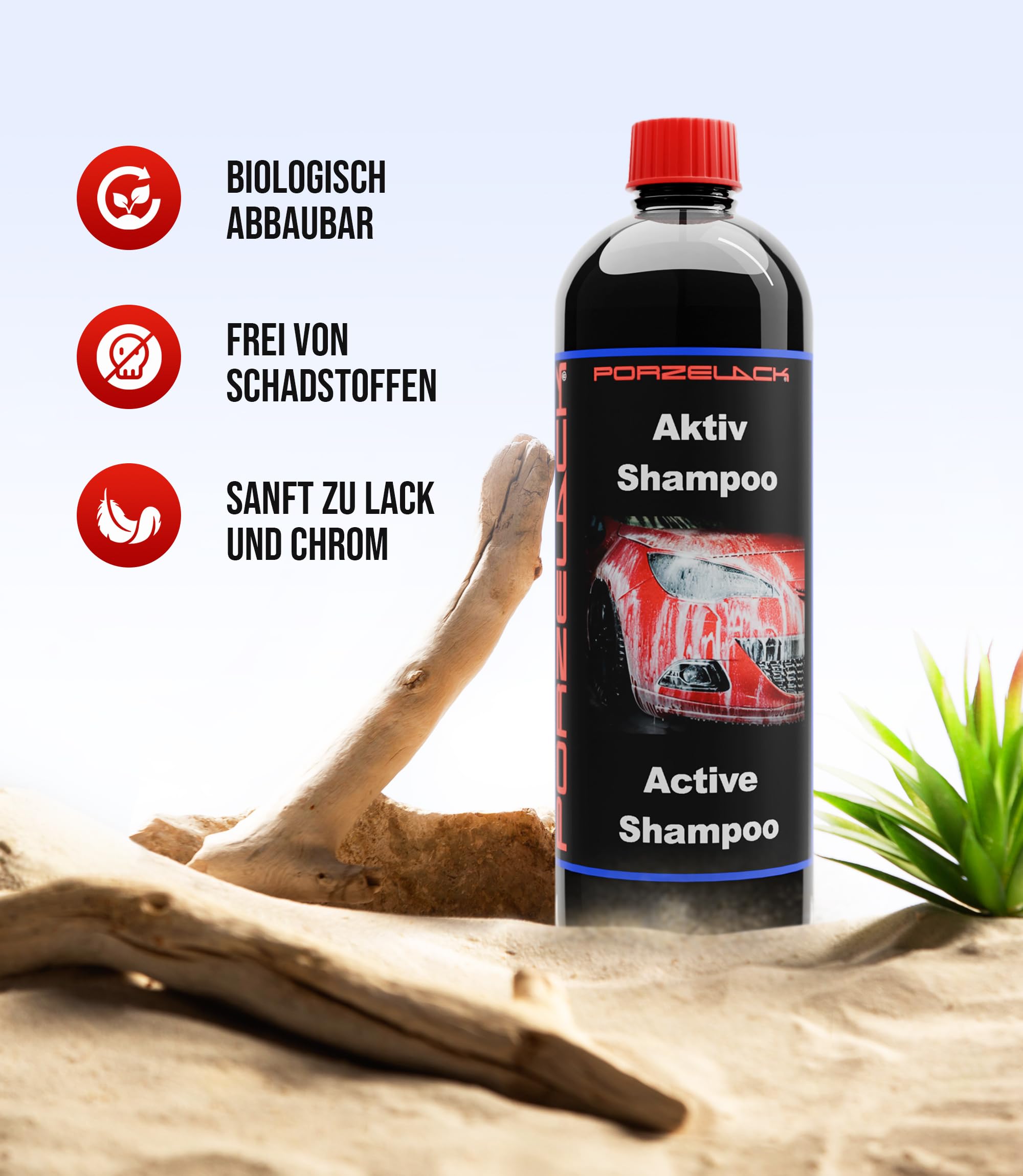 Autoshampoo, Aktiv Shampoo 5 Liter mit Abperleffekt - NEU Außen Autoreiniger Waschmittel inkl. Schaumreiniger-Effekt - Auto Shampoo für Aussen Autowäsche