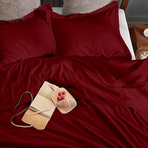 Miniatura 3 de LinenHouse Juego de funda de edredón de 3 piezas de alta calidad con cierre de cremallera y lazos en las esquinas, fundas de almohada ultrasuaves de