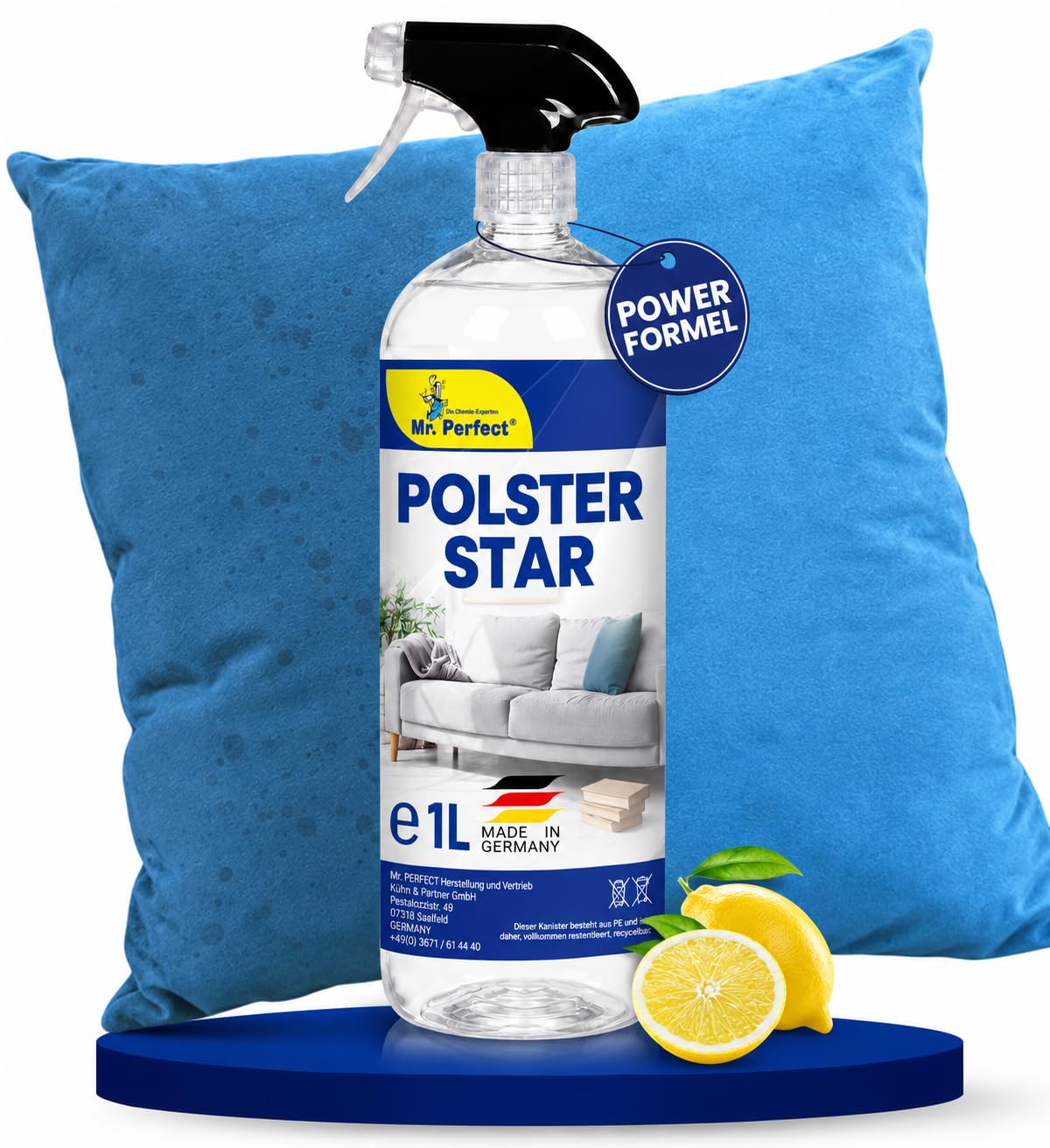 Mr. Perfect Nettoyant Tapis & Textile Concentré 6x1L | Nettoyant Tapis pour Canapé, Housses de Sièges & Textiles | Aspirateur Laveur, Parfum d'Agrumes | Fabriqué en Allemagne