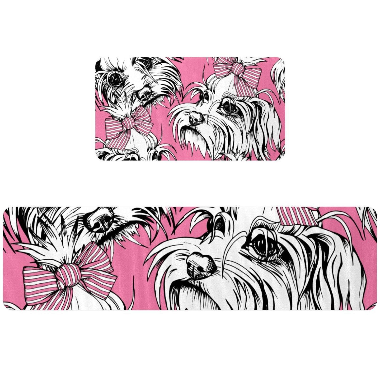 Tapete de cocina absorbente de 2 piezas, alfombra antideslizante lavable con diseño de cachorro