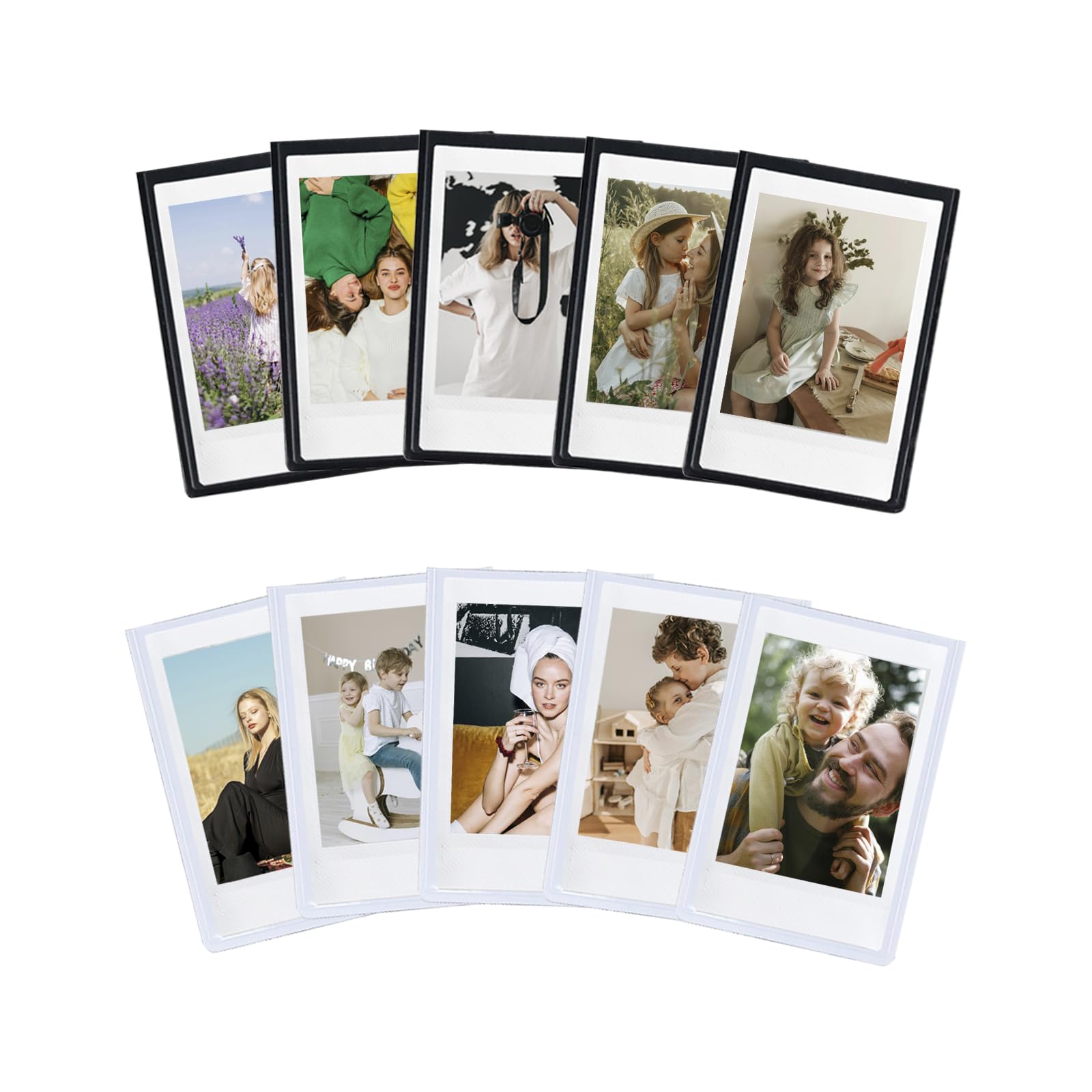 2x3 Small Magnetic Photo Frame,Personalised Mini Magnetic Picture Frames Refrigerator for Fujifilm Instax Mini 12 11 99 90 40 9 8 7 EVO 3 Inch Films, for 5.4cm*8.6cm Pictures(10Pcs) (5White+5Black)