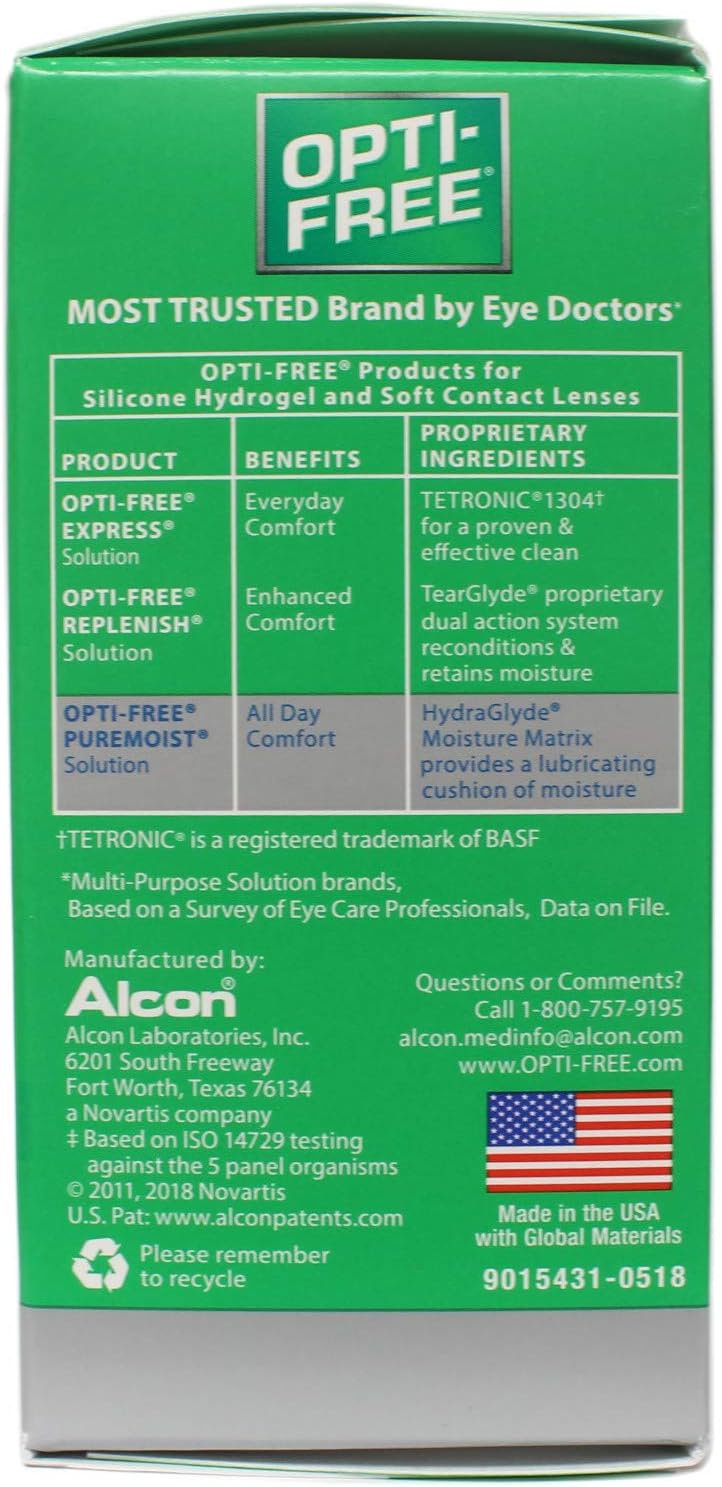 Opti-Free Puremoist Multi-Purpose Disinfecting Solution - 2 oz, Pack of 3 : Health & Household