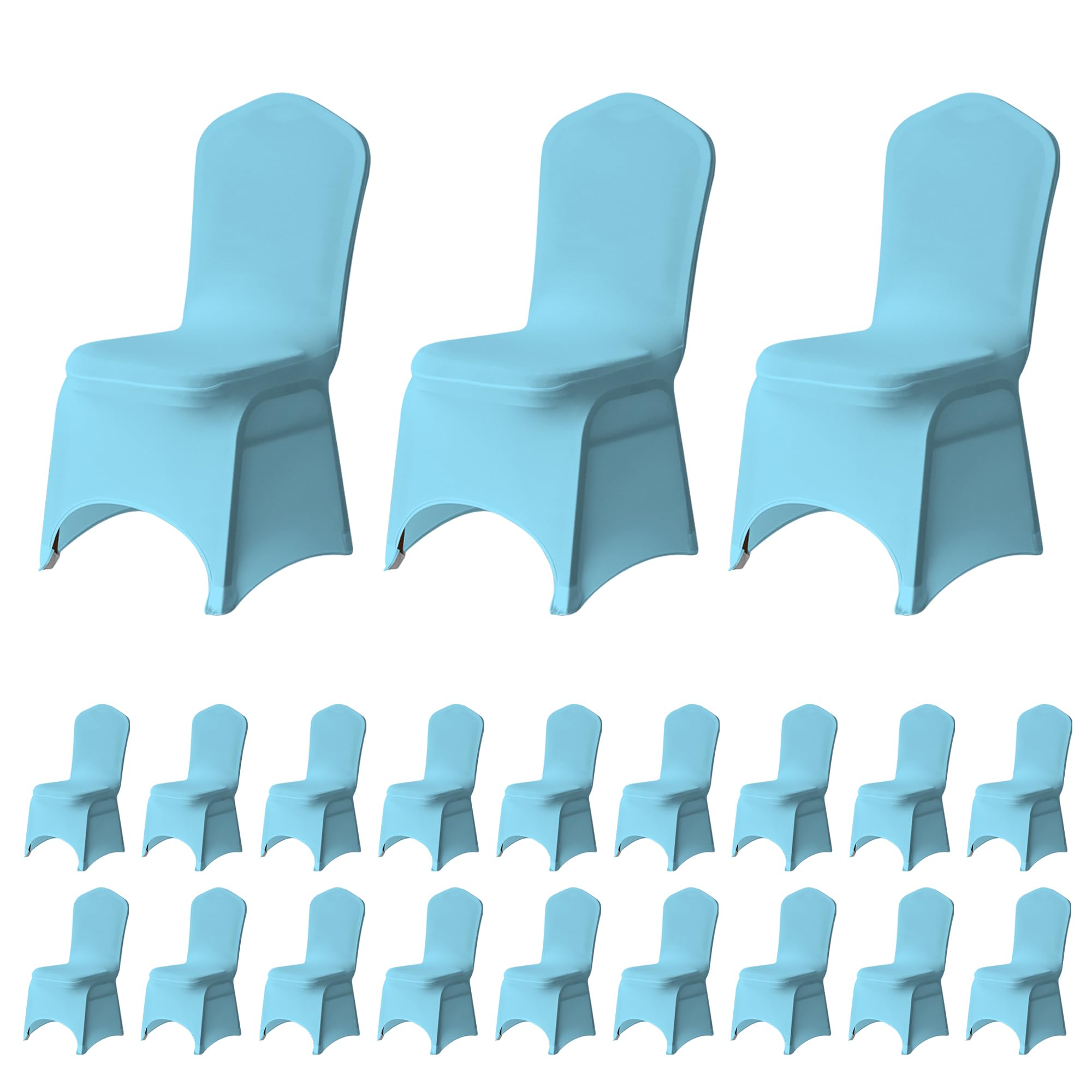 Trimming Shop Baby Blue Wedding Chair Covers Set of 50, Spandex Polyester Stretch Removable Washable Universal Slipcovers for Wedding Banquet, Dining Party & Events โ image 1