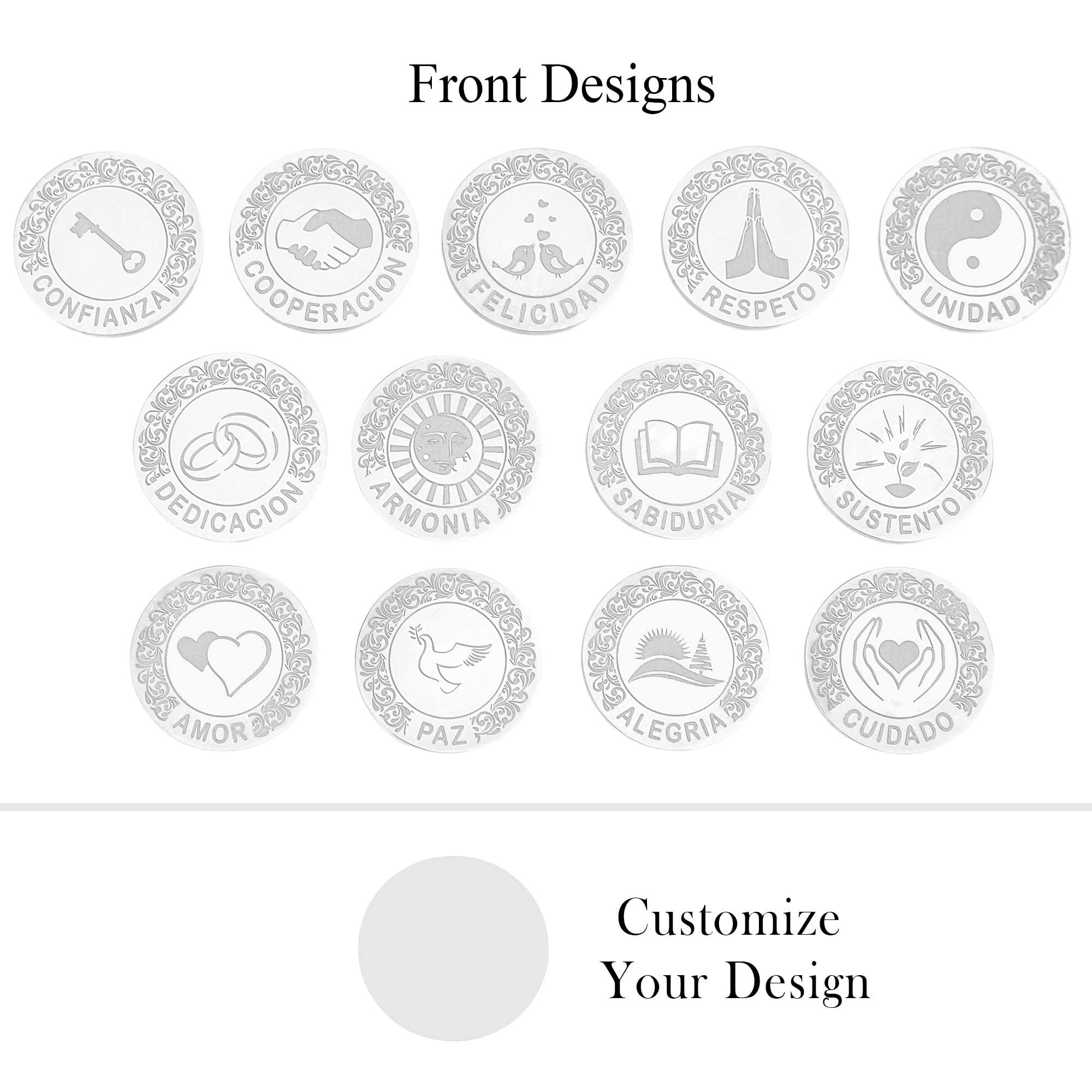 TINGKU Juego de monedas de uniforme de boda personalizado – Arras para boda católica accesorios de boda – Monedas Arrhae con cajas de madera (Silver)