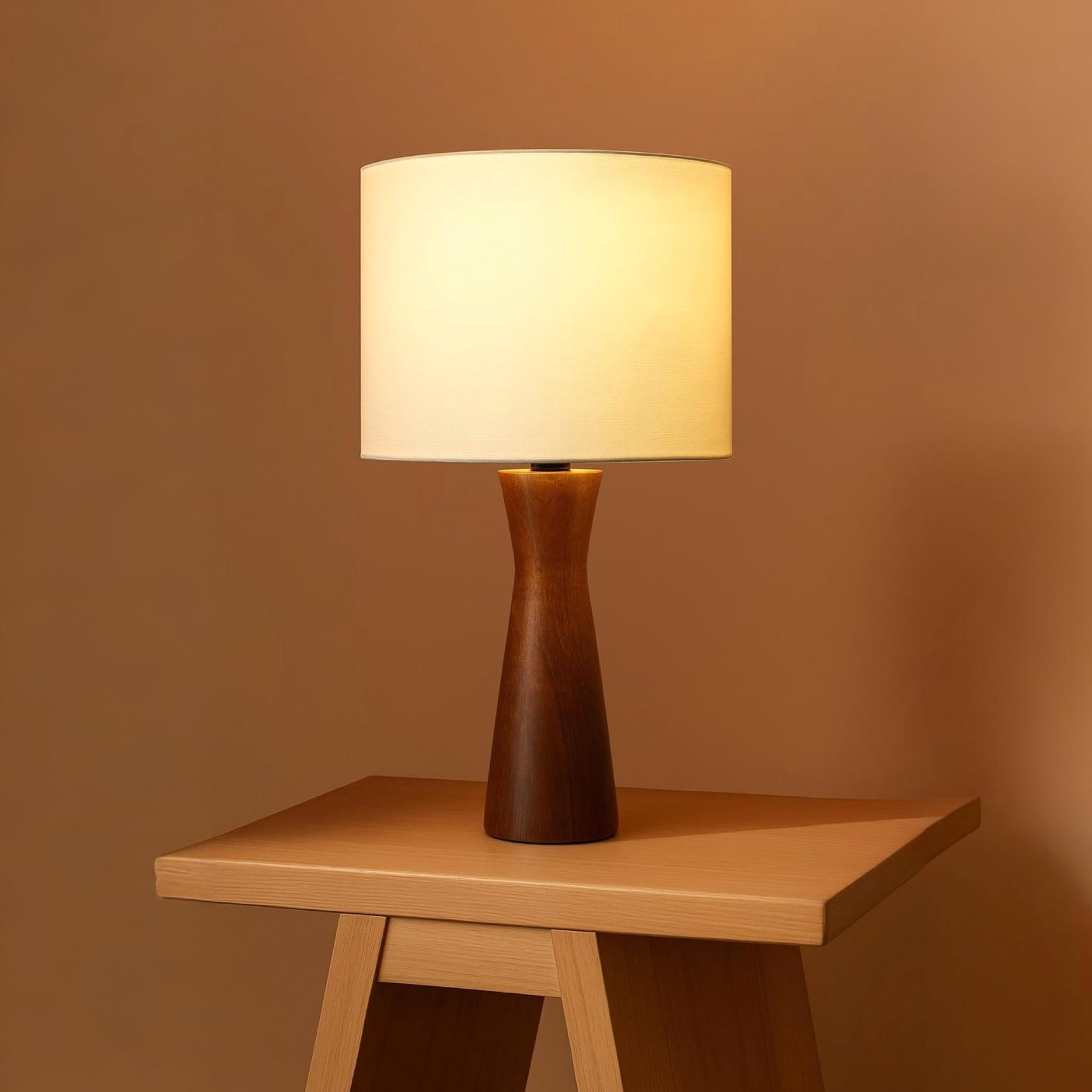 Ikari Homes Luna Stem Boho Wooden Table Lamp Brown | Size: 25.5 x 25.5 x 48 cm | Decorative Bedside Night Lamp for Bedroom | Bohemian Table Lamp for Living Room, Study Table & Home Décor-image-15
