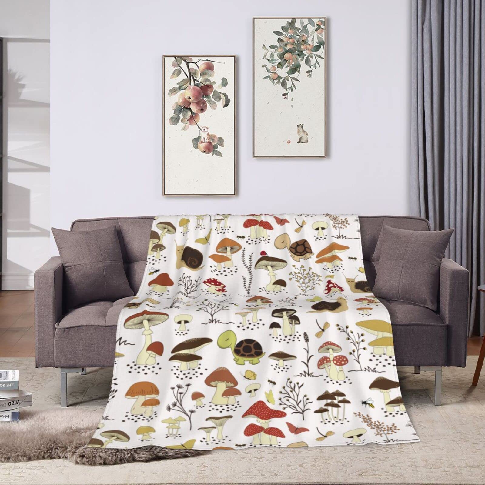 Pilzdecke Mit Amanita-Motiv – Weiche Überwurfdecke Für Kinder & Erwachsene, 127 X 152 Cm