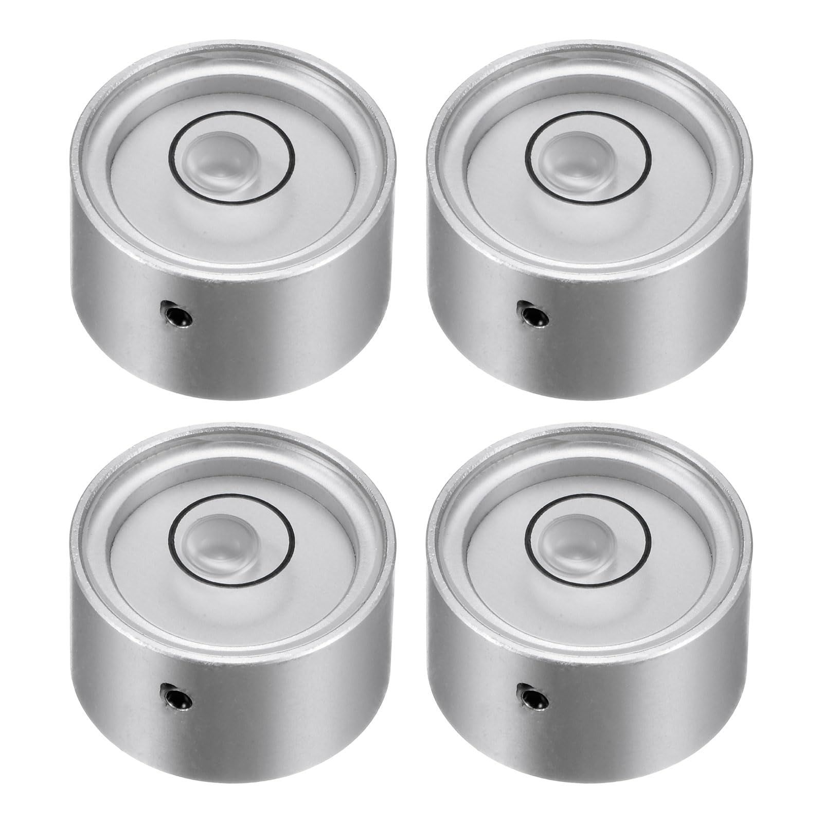 QUARKZMAN Livella a Bolla Rotonda 4pz 20x10mm Mini Livella Circolare Bullseye per Livellare Fotocamera Treppiede Telescopio Officina Cornice per Giradischi, Argento Bianco
