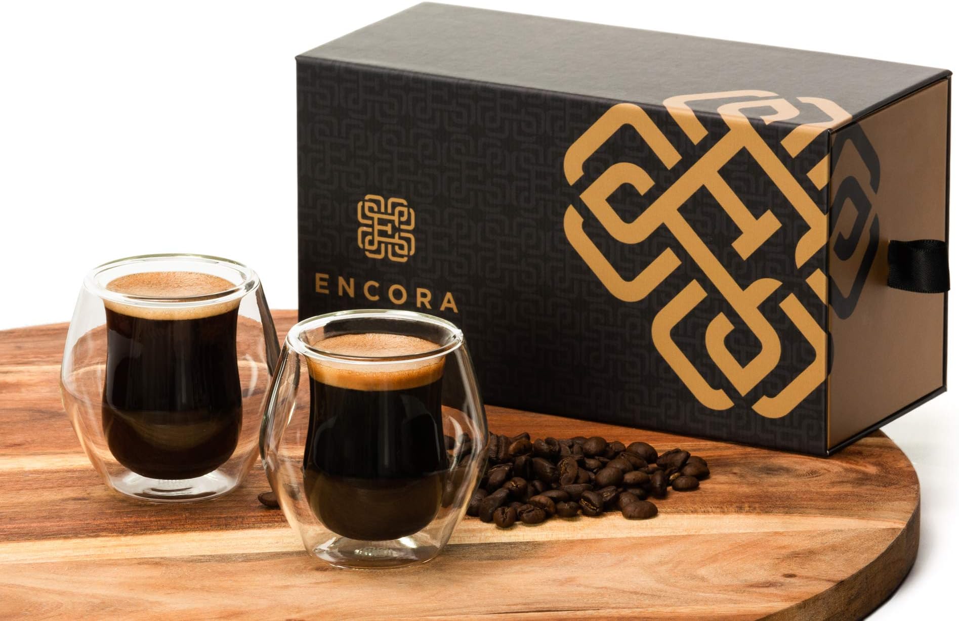 Encora Espresso Cups, Set of 2 espresso shot glasses (2.5 ounces), Glass Double Wall Insulated, Gift Box, Demitasse Cups, Espresso Cup, Expresso coffee cups sets, Coffee Mugs, Tea set