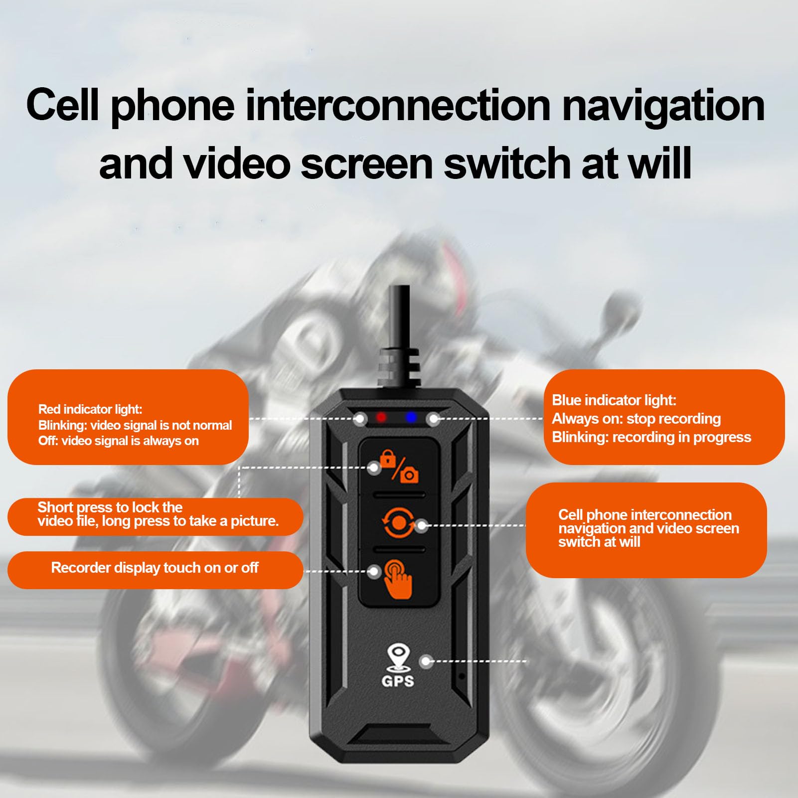Cámara de Salpicadero de Doble Lente para Motocicleta, Grabadora Resistente Al Agua con Pantalla IPS de 1080P para Deportes de Motor y Ciclismo