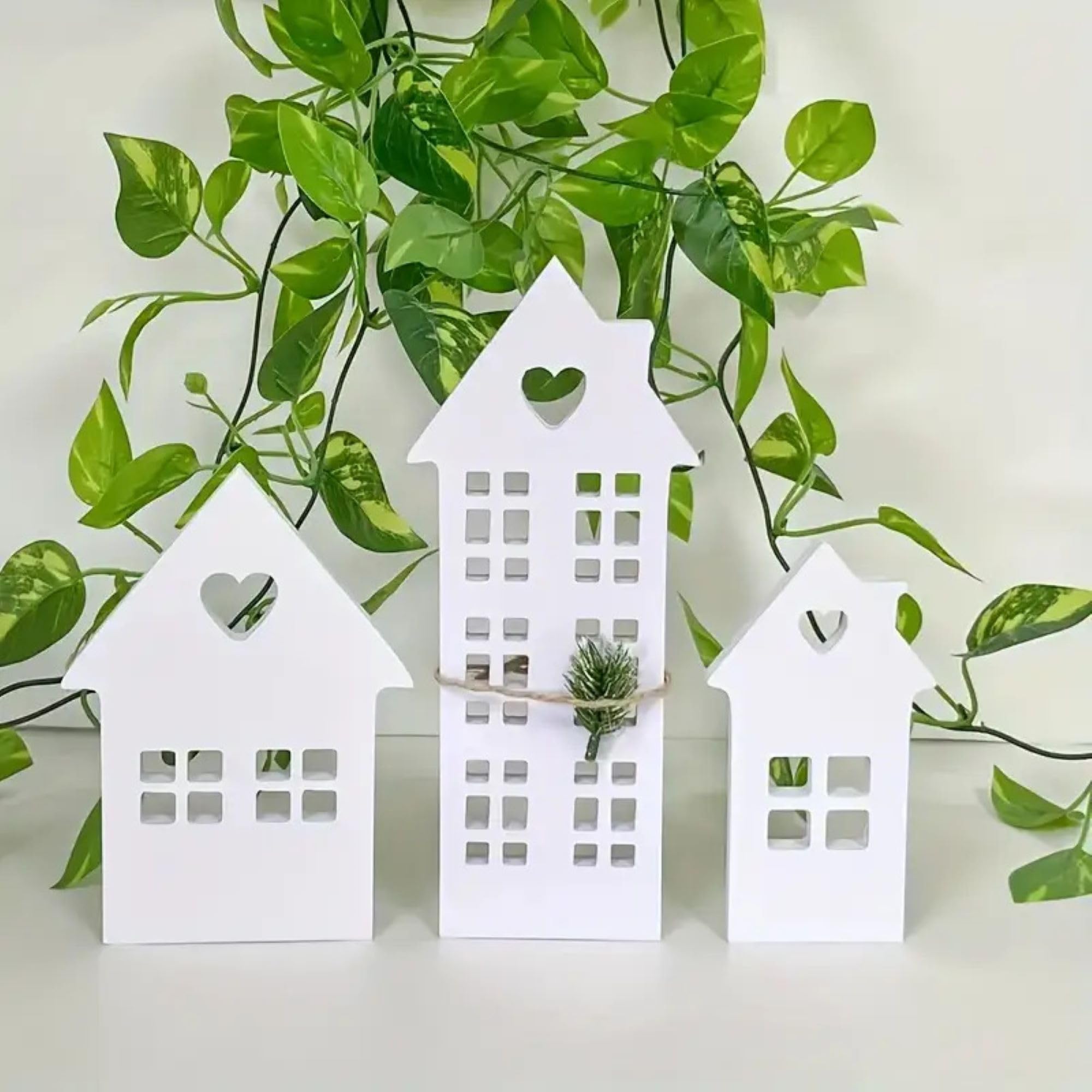 House Cutouts Tabletop Decor Set Country Style House Cutout Decor for Living Room & Bedroom Size up to 9.25 x 3.81 Inches Set of 3 Ready-to-Display American Elm-image-37