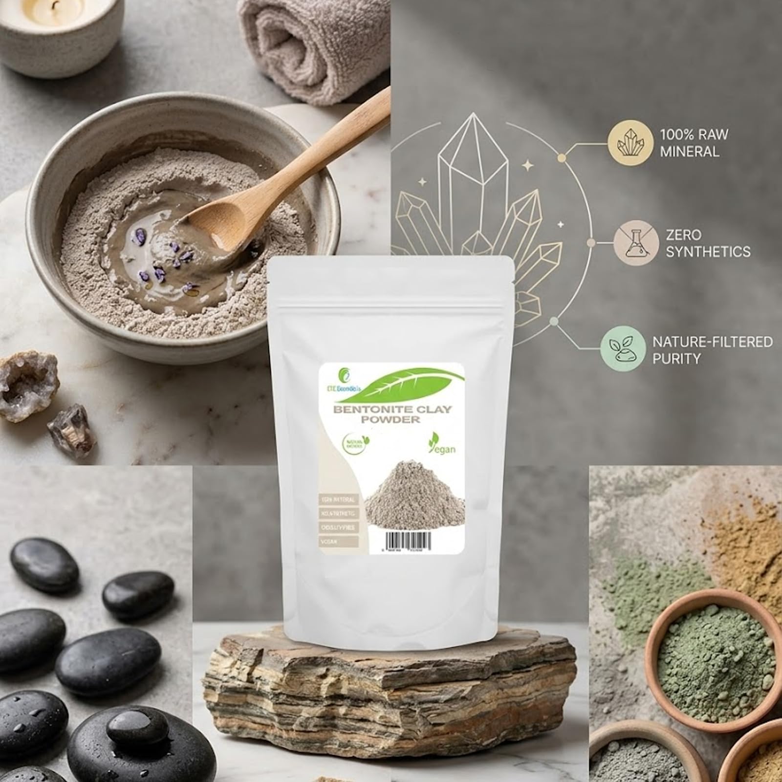 Proszek glinki bentonitowej - 100 gr - Maseczki do twarzy DIY, Maseczki do ciała, Maseczki do włosów, Delikatne peelingi i peelingi, Wyrób mydła, Przeciwstarzeniowe i ujędrniające skórę