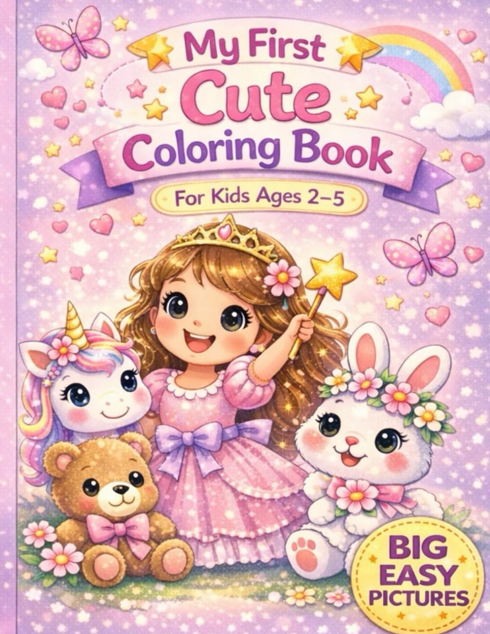My First Cute Coloring Book for Girls: Coloring Book for Girls Ages 2-5 | Big Simple Pictures | Princesses, Animals & Fun