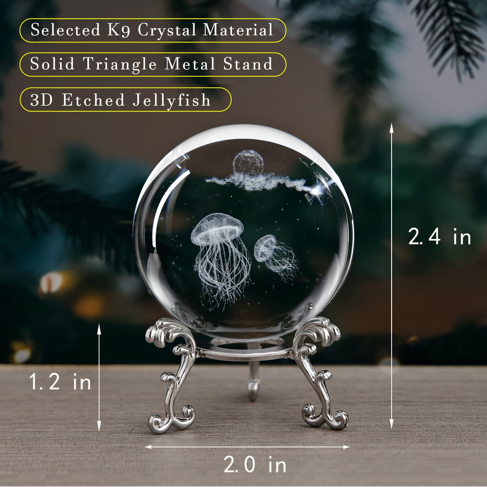 Amazon.co.jp: QIANCHANG クラゲクリスタルボール スタンド付き 3D