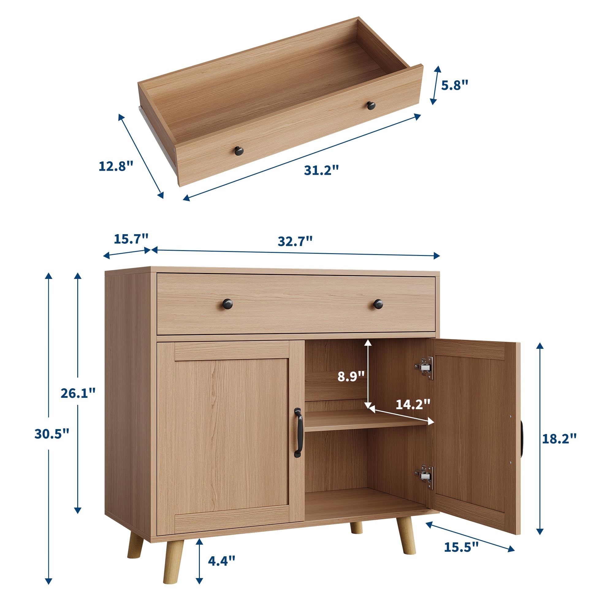 Armoire de cuisine avec tiroirs, armoire de rangement avec portes, style maison de campagne, pour salon, salle à manger, cuisine, couloir, 83 x 40 x 77 cm