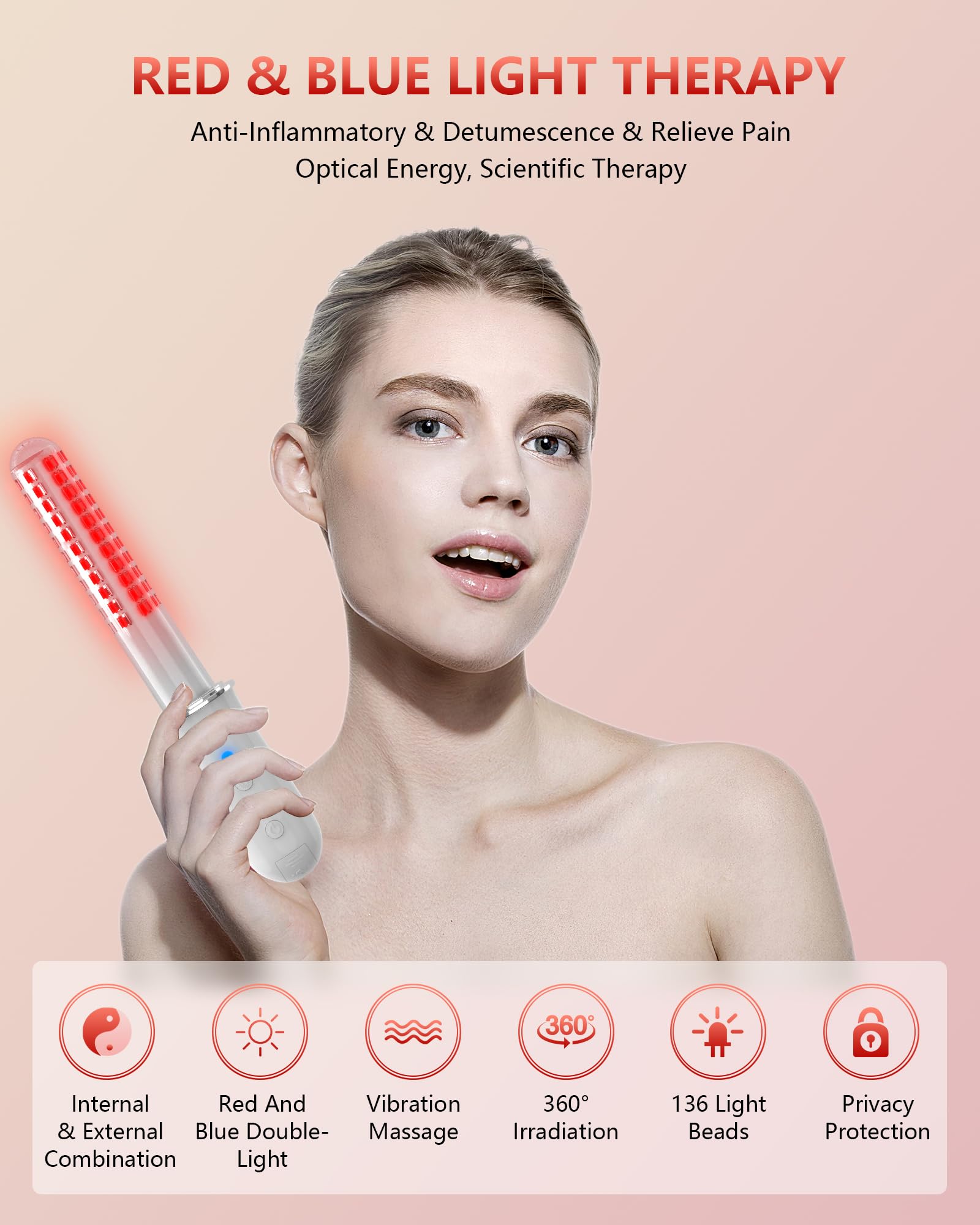 Intimpflege frauen wellness gerät, Rot & Blau Licht (630–660nm / 460–470nm) mit Wärmefunktion & sanften Pulsmodi, Wellness Gerät für tägliche Pflege, Wechseljahre & Postpartum Unterstützung
