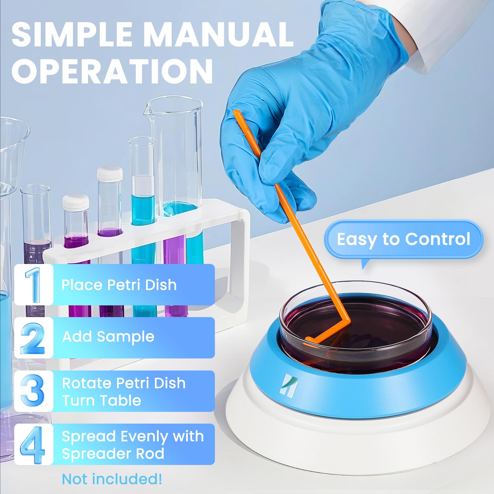 Huanyu Piatto di Petri manuale Tavolo girevole 60-150mm Plastica Vetro Petri Piastre Spreader Tavola Rotazione Piatto Cultura Piatti Coater Giradischi per Laboratorio Scienza Esperimento Agar