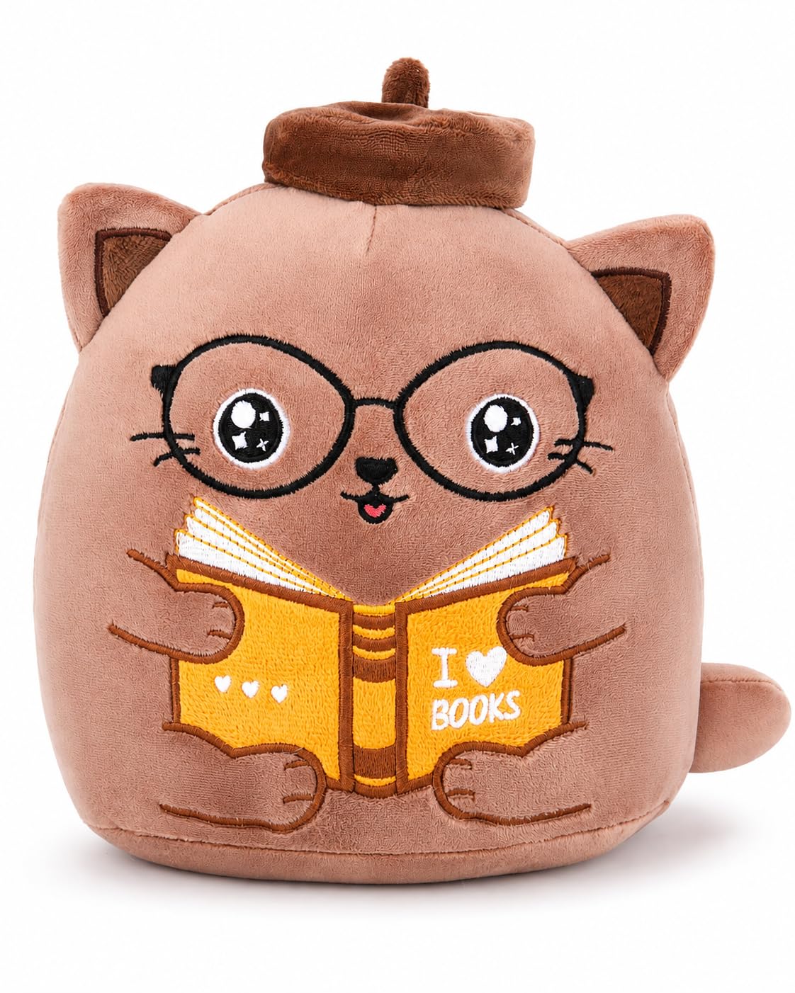 CozDazz Book Lover Cat Plush Toy 20cm Reading Kitten Stuffed Animal