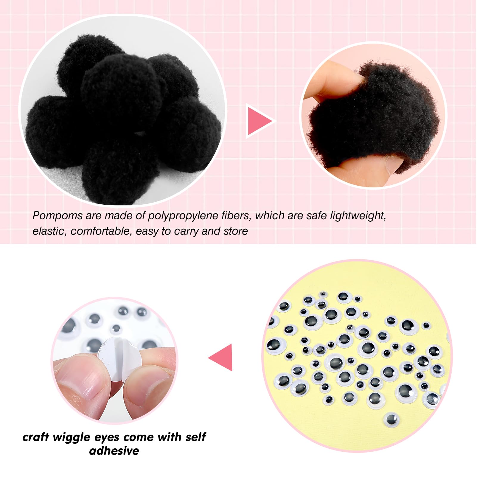 50 Pom Pom Rossi 5cm + Occhi Adesivi - Per Decorazioni Fai Da Te E Crafts - Foto 2