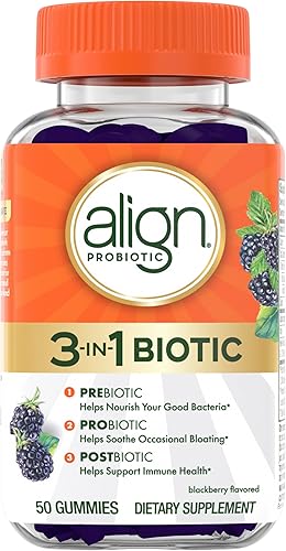 Miniatura 6 de Align Probióticos, gomitas bióticas 3 en 1, prebióticos + probióticos + postbióticos, marca de probióticos número 1 recomendada por médicos, ayuda a
