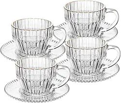 WOLFF - Conjunto 4 Xícaras de Chá de Cristal com Fio de Ouro Imperatriz 220ml