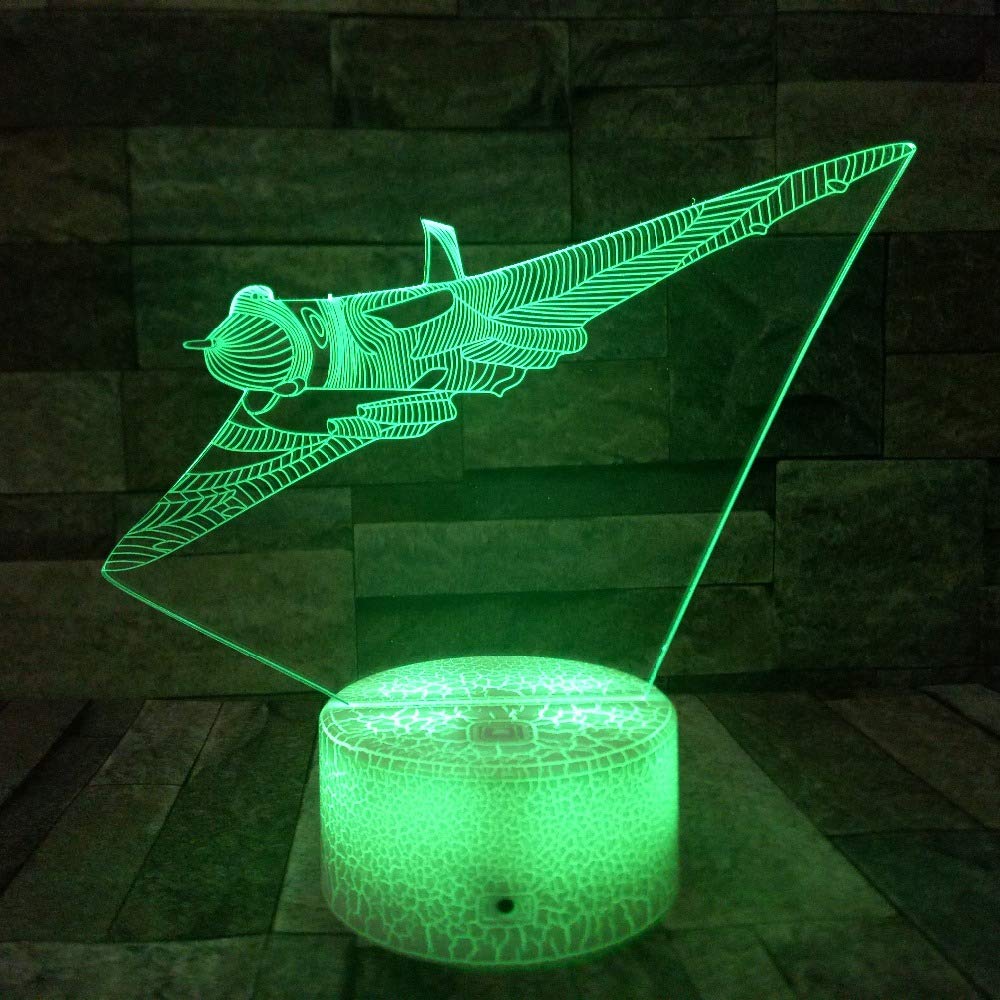 3D Plane Aircraft Night Light 7 Colors Mood Lamp Touch USB Table Desk LED Decoration Children Present Kids Home Party Birthday Gift Toys