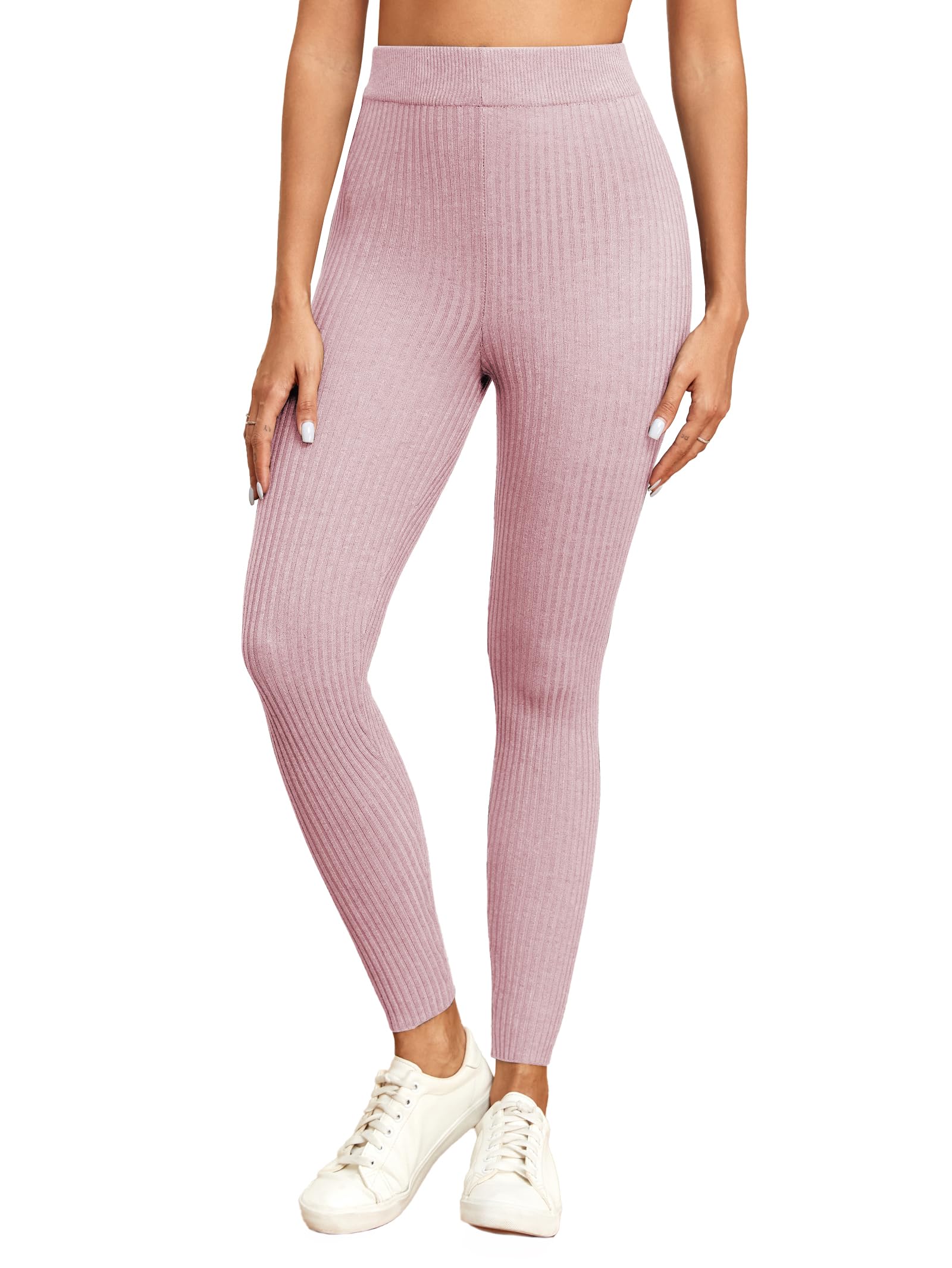 Famulily Hohe Taille Rib Gestrickte Leggings für Frauen, Damen Slim Fit Stretch Herbst Winter Warme Strumpfhose