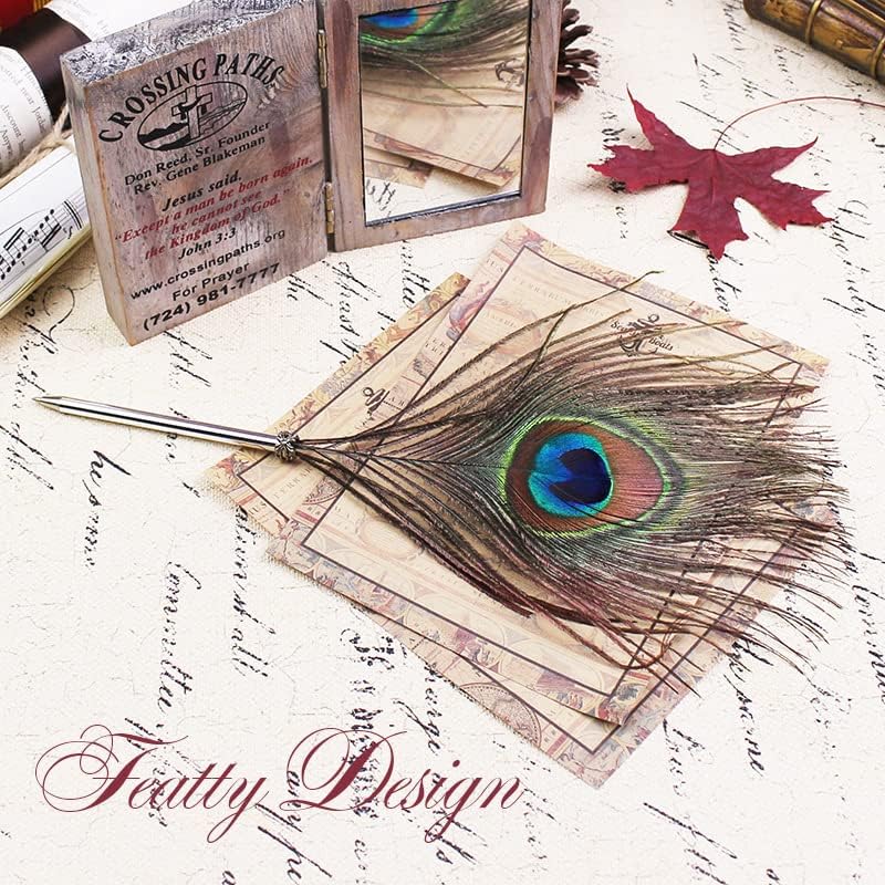 Miniatura 8 de Bolígrafo de plumas de pavo real, tinta negra, pluma vintage, pluma chapada refinada, bolígrafo para escritura escolar, regalo de boda, bolígrafo de