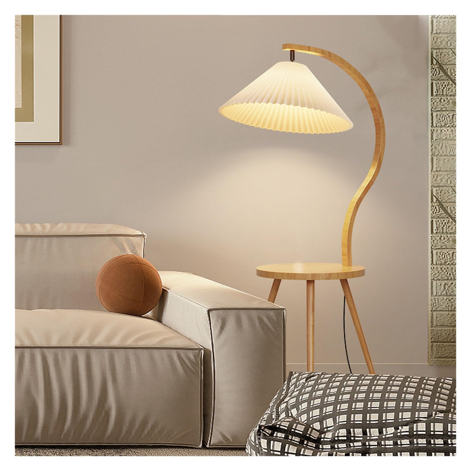 Camera da letto Lampada da terra moderna con tavolino lettura in legno Ufficio