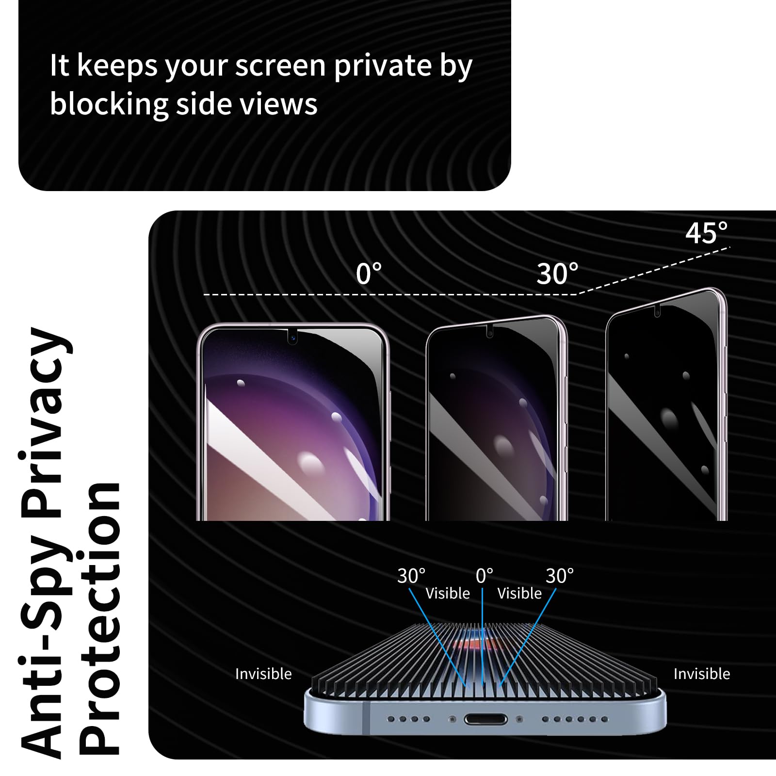 Liilaa Privacy Pellicola Protettiva per Samsung Galaxy S23 Plus/S23+, [2 + 2 Pezzi] Privacy Vetro Temperato e Pellicola Fotocamera, Anti-Graffio HD Durezza 9H Anti Spy Protezione Schermo
