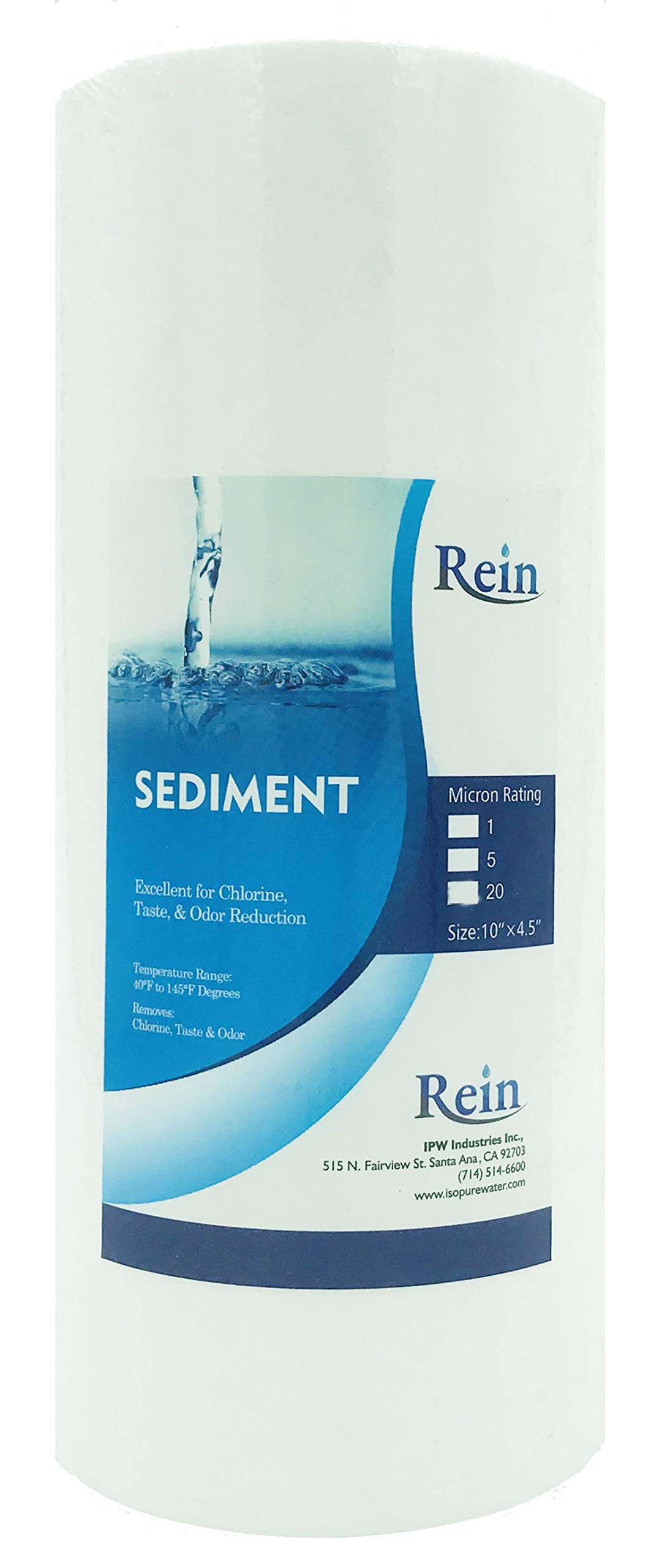 5 Micron 10" x 4.5" Full Flow Sediment Water Filter Replacement Cartridge – Whole House Sediment Filtration